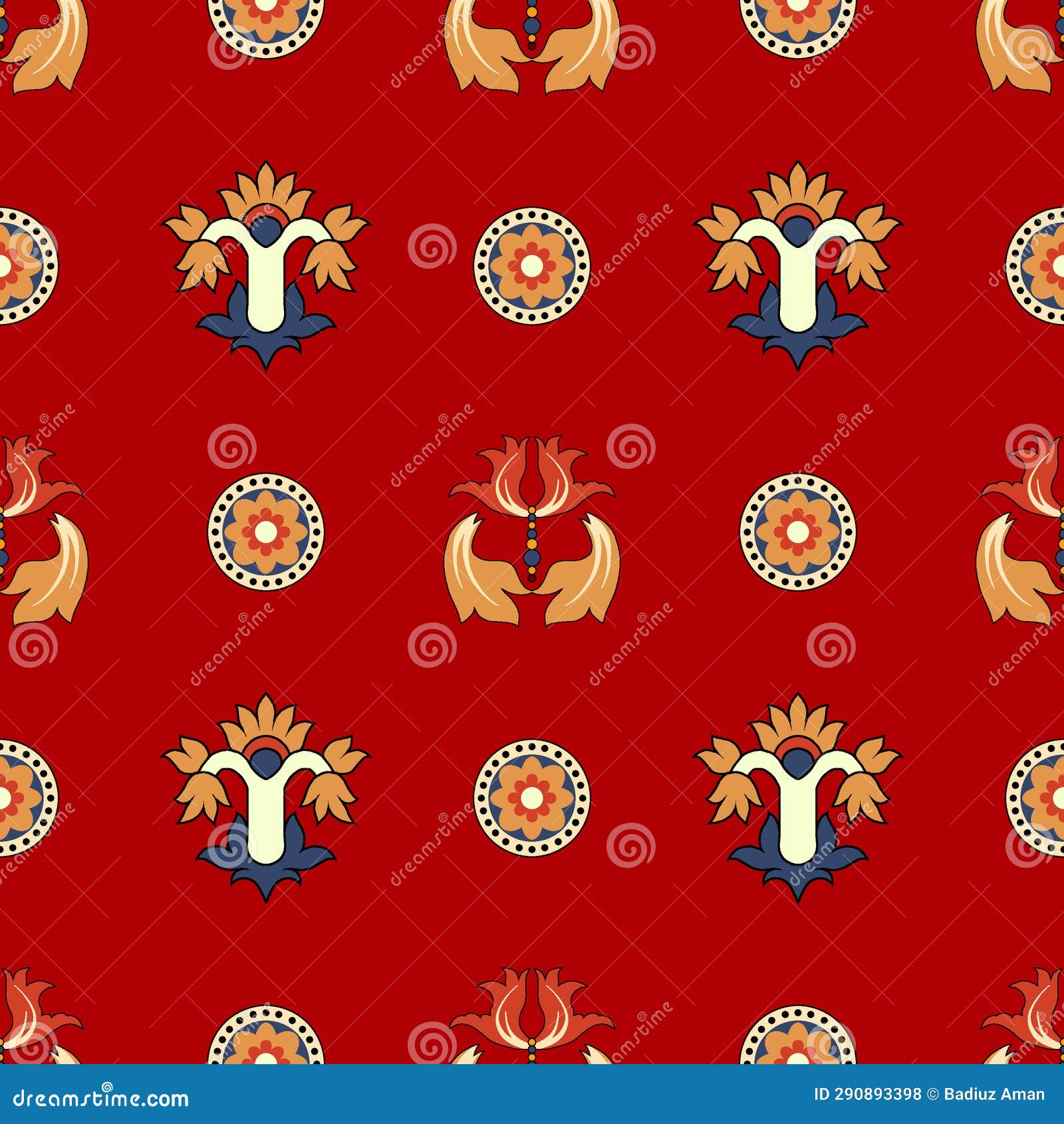 amless paisely and flower  pattern on background