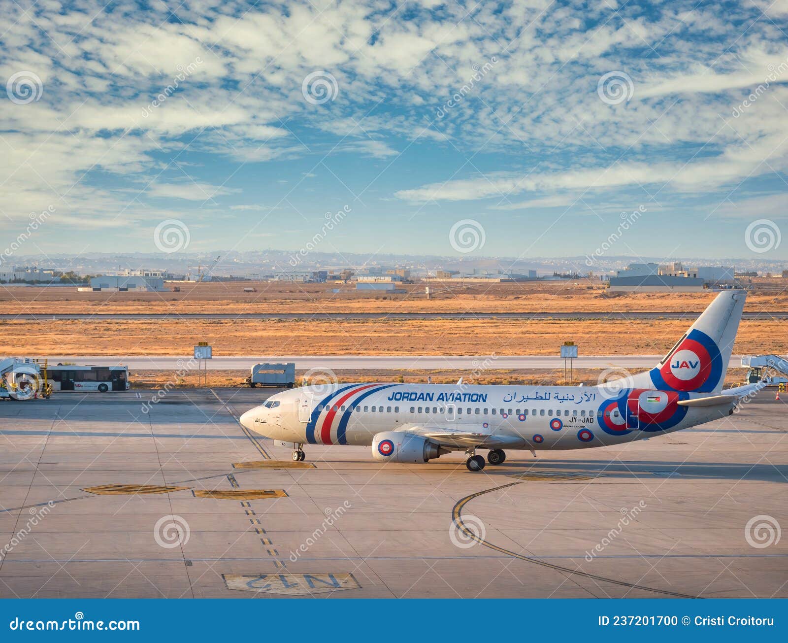 A Jordan Aviation Boeing 737-300 Airplane on the Airport Runway at Queen Alia International Airport, Editorial Image - Image of boeing, 237201700