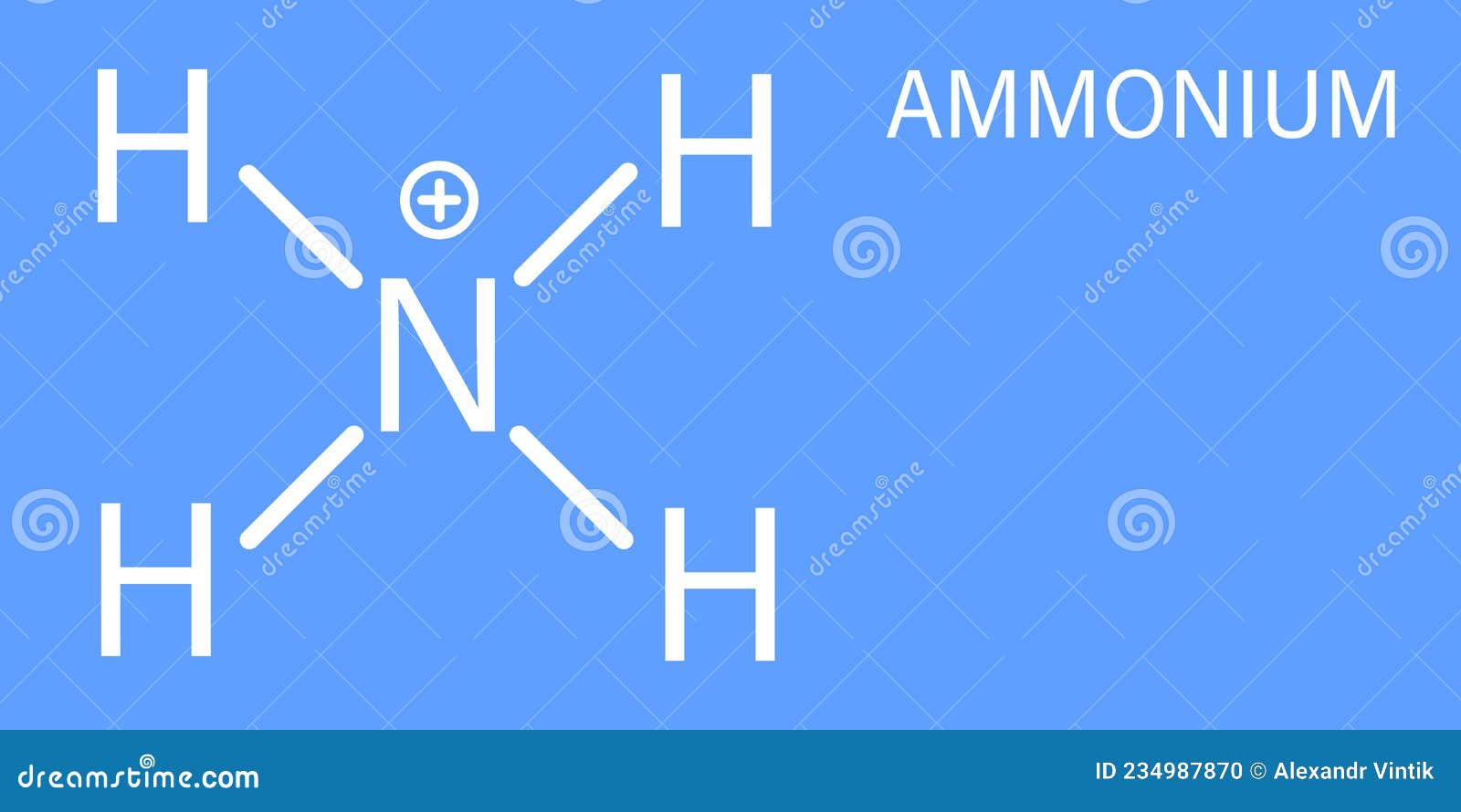 Ammonium Cation Skeletal Formula. Protonated Form of Ammonia Stock ...