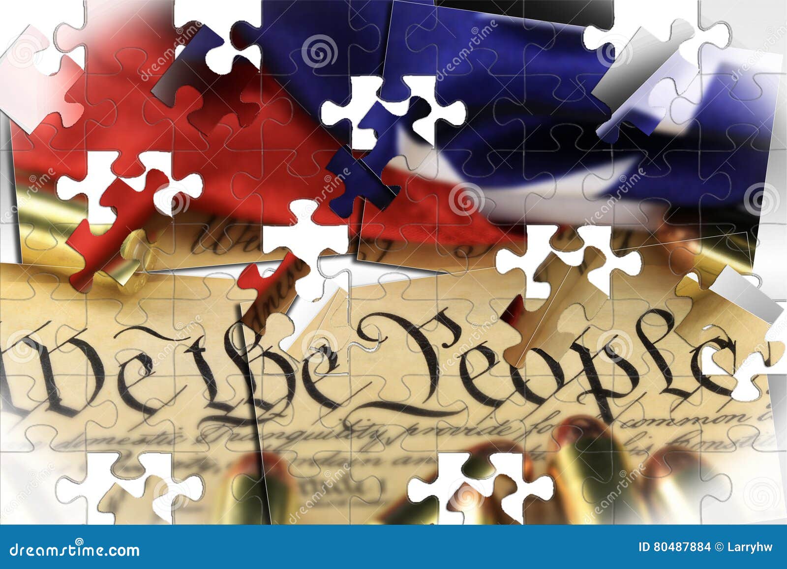 Ammunition on US Constitution the Right To Bear Arms Stock