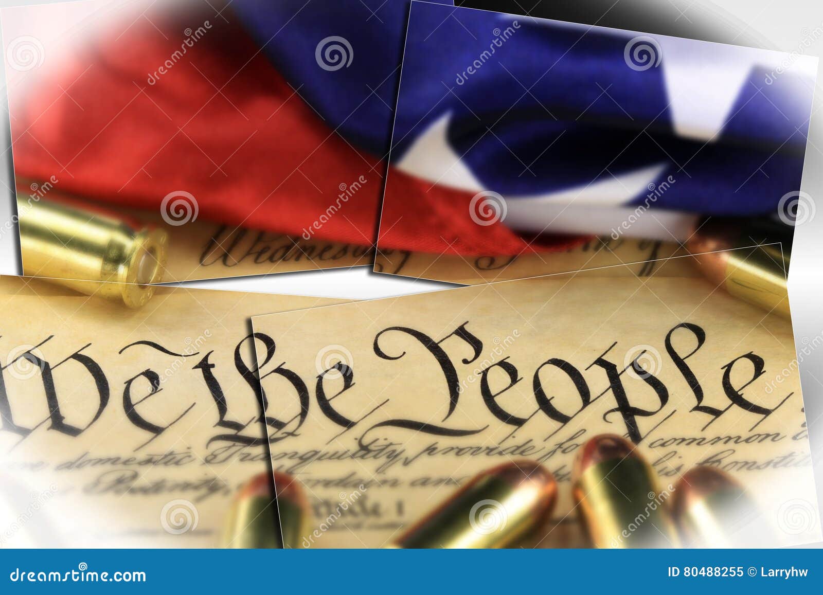 Ammunition on US Constitution the Right To Bear Arms Stock