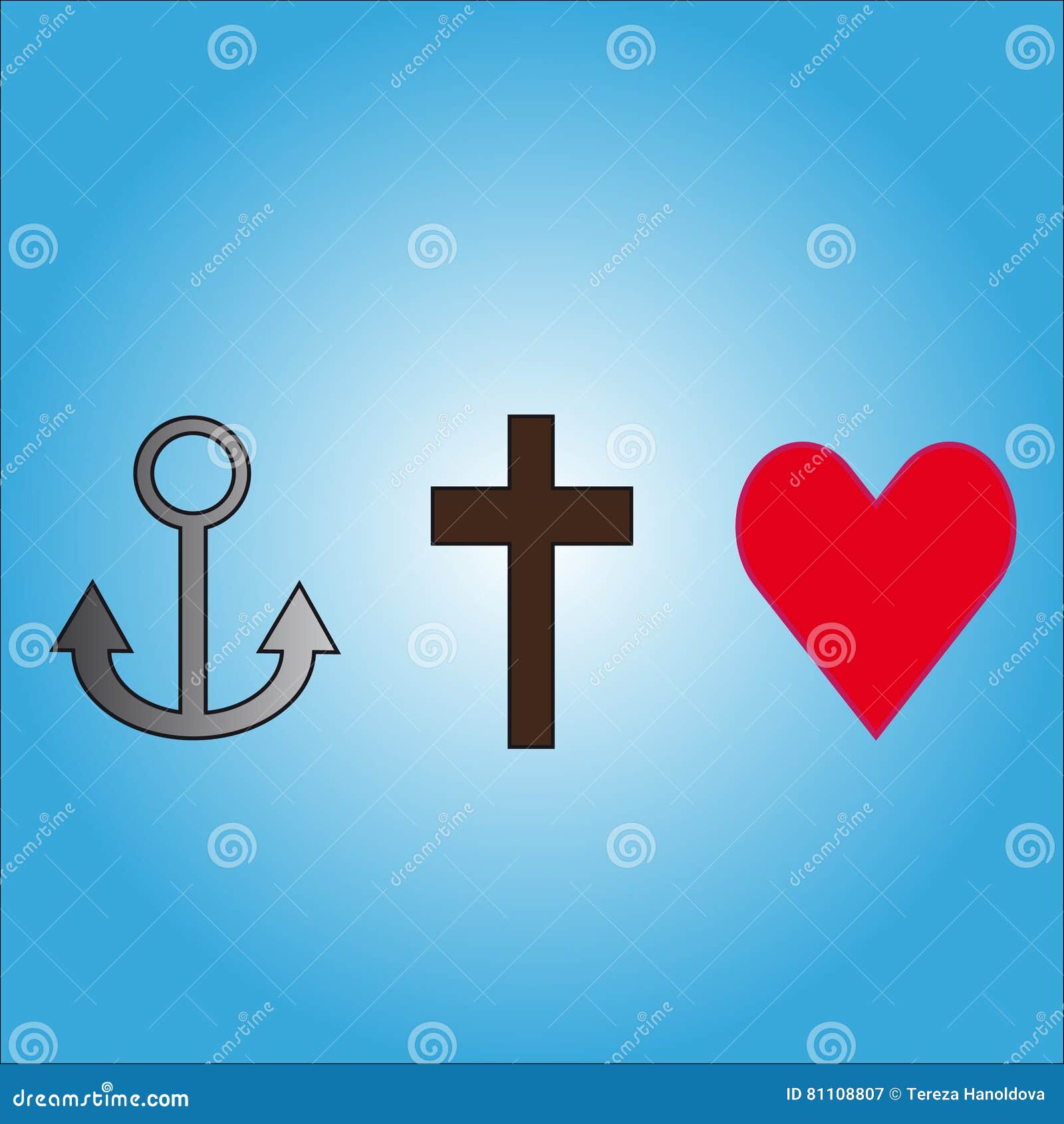 Símbolos Amor, Fe, Esperanza Ilustración del Vector - Ilustración de  encadenamiento, viejo: 81108807, image size:1600x1690