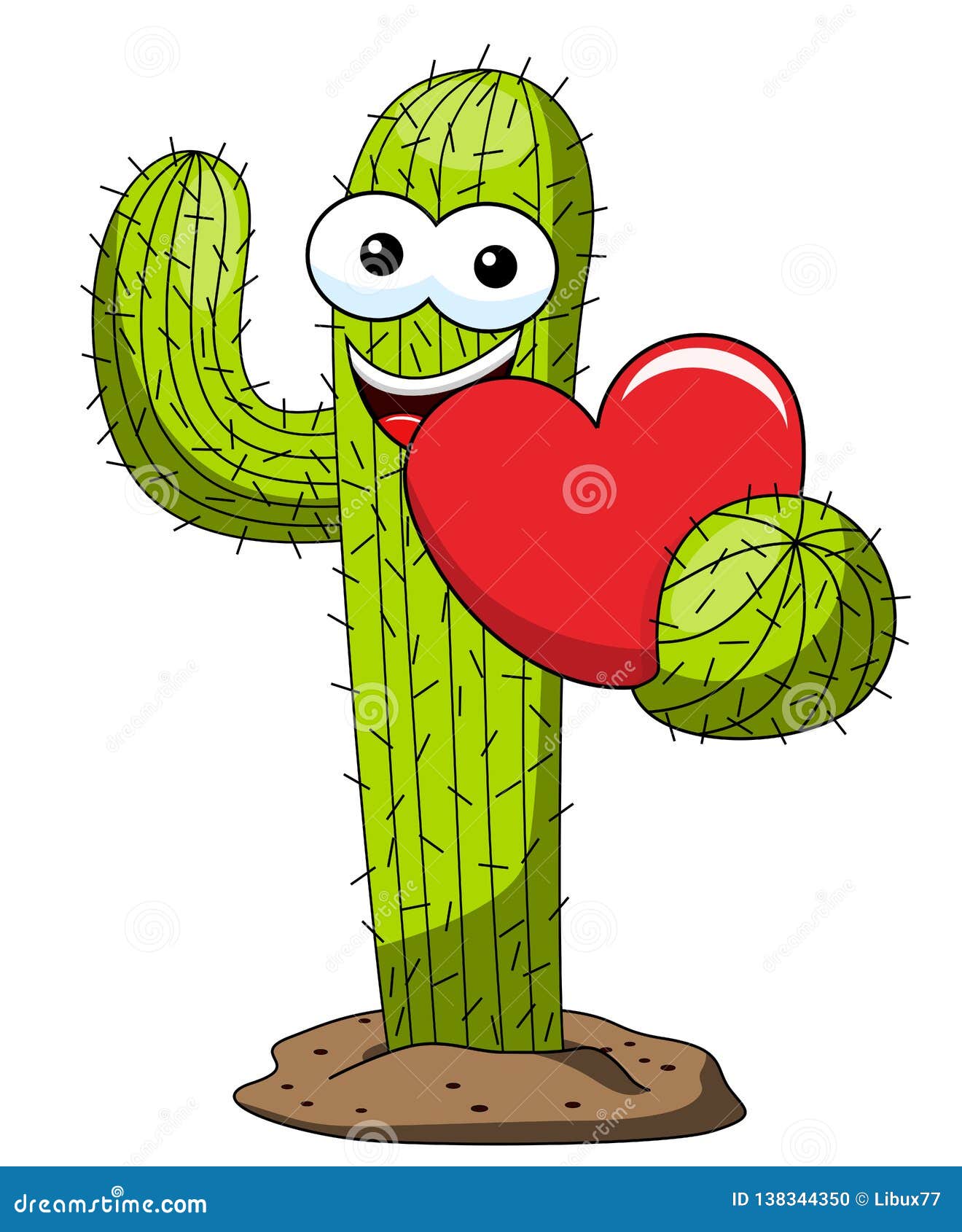 Amore Divertente Del Cuore Di Vettore Del Carattere Del Fumetto Del Cactus Isolato Illustrazione Vettoriale Illustrazione Di Cactus Arte