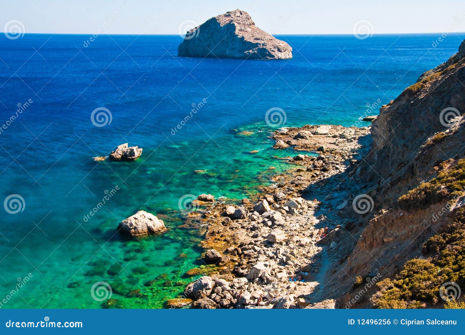 rocky beach on amorgos coastline