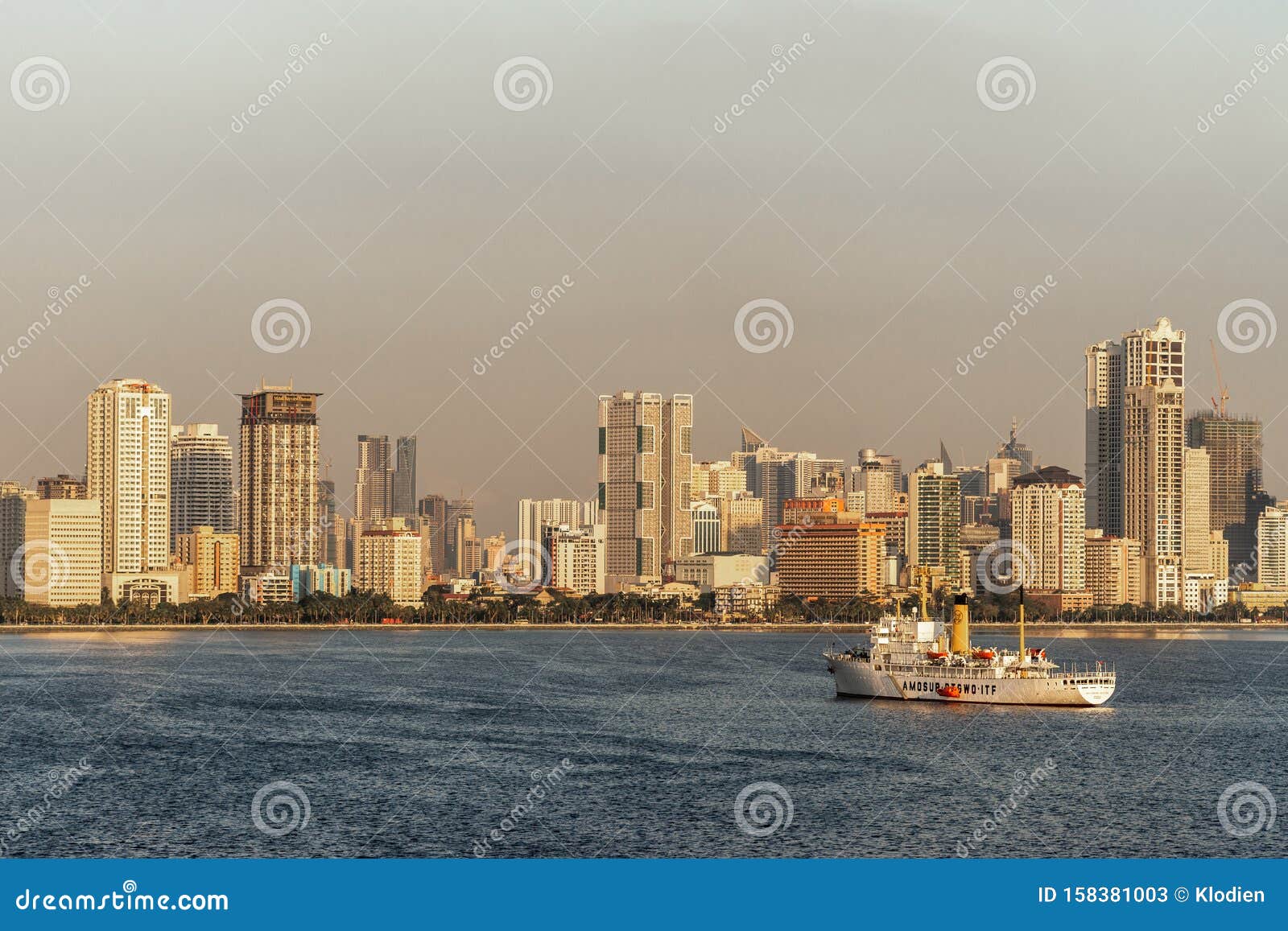 Amosup Rescue Ship and Skyscrapers Off South Harbor, Manila ...