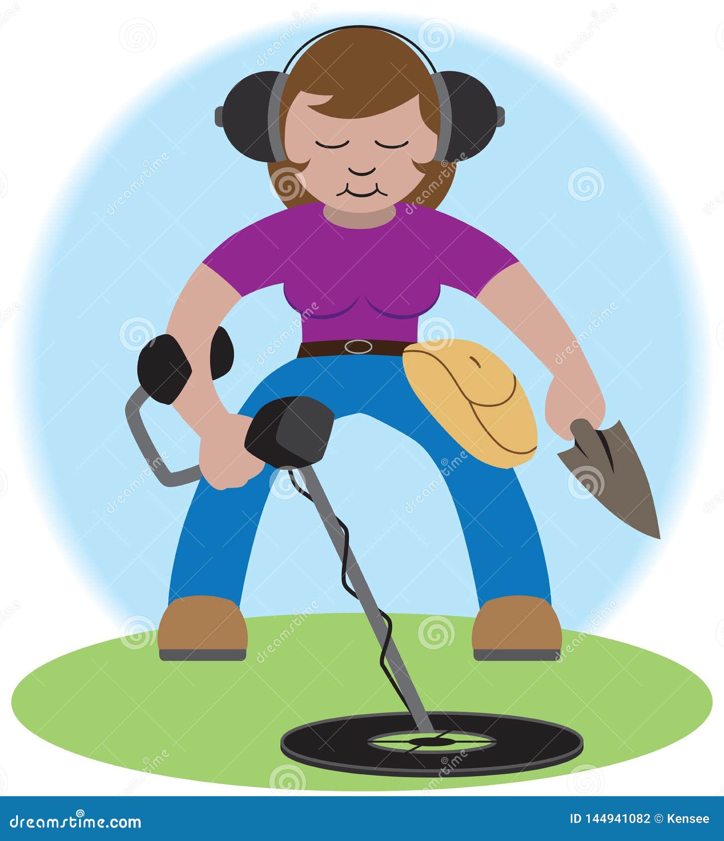 Woman with Metal Detector stock vector. Illustration of person 144941082