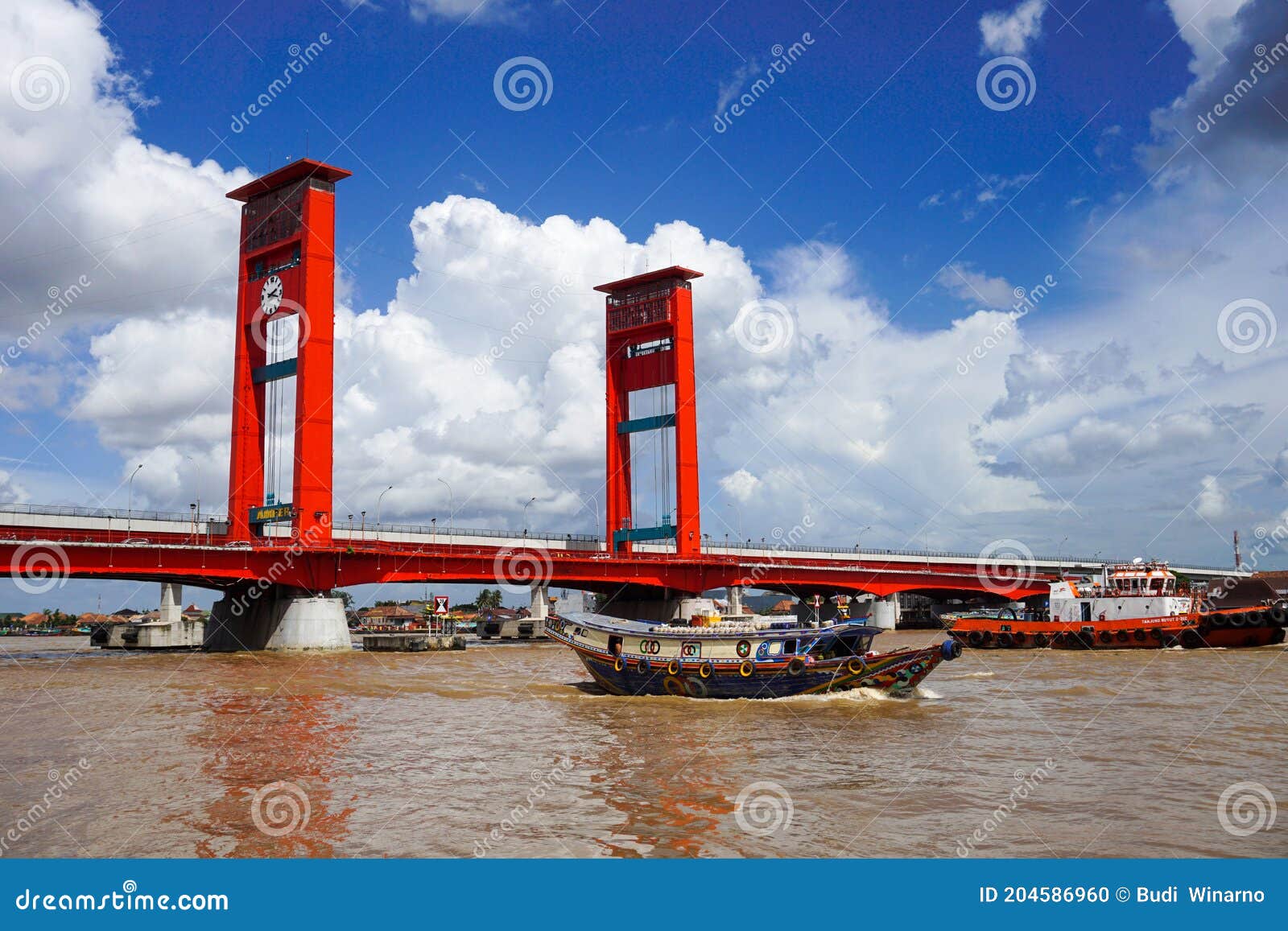 The Ampera Bridge at Palembang South Sumatra - Indonesia Editorial