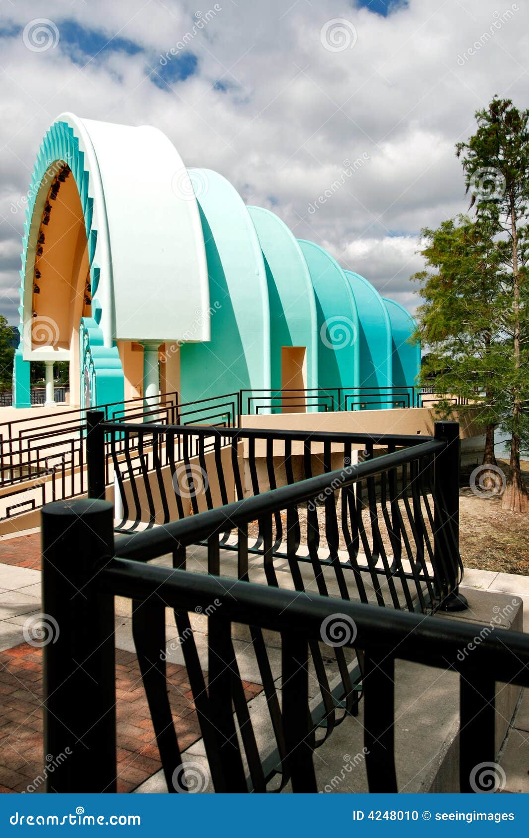 amphitheater and cloudy blue sky