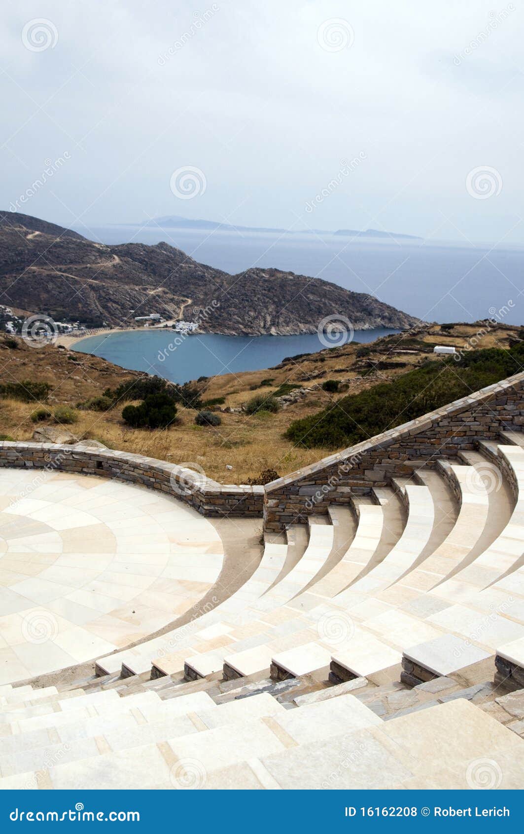 amphitheater mylopotas beach ios greek isla