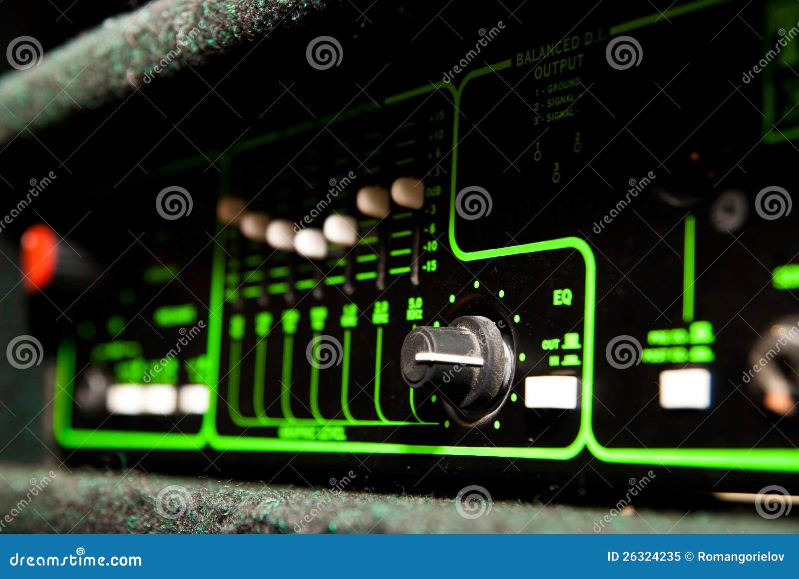 Amplifier equipment stock image. Image of green, macro 26324235