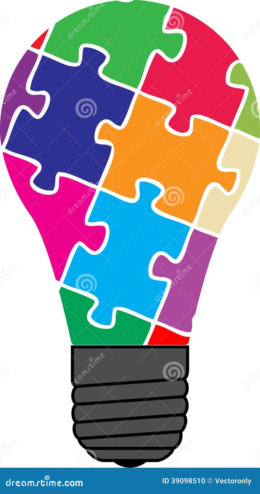 Ampoule de puzzle illustration de vecteur. Illustration du artistique