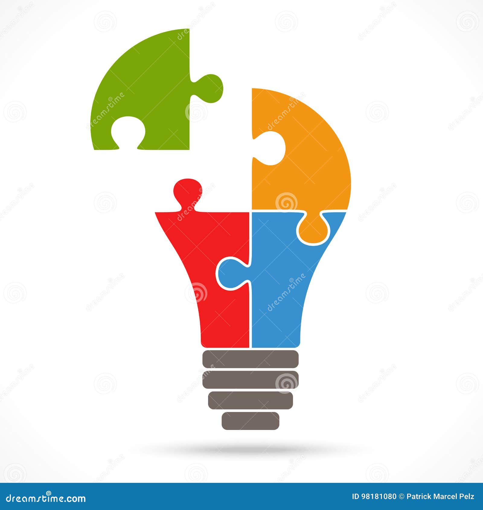 Ampoule De Puzzle De Travail D'équipe Illustration de Vecteur