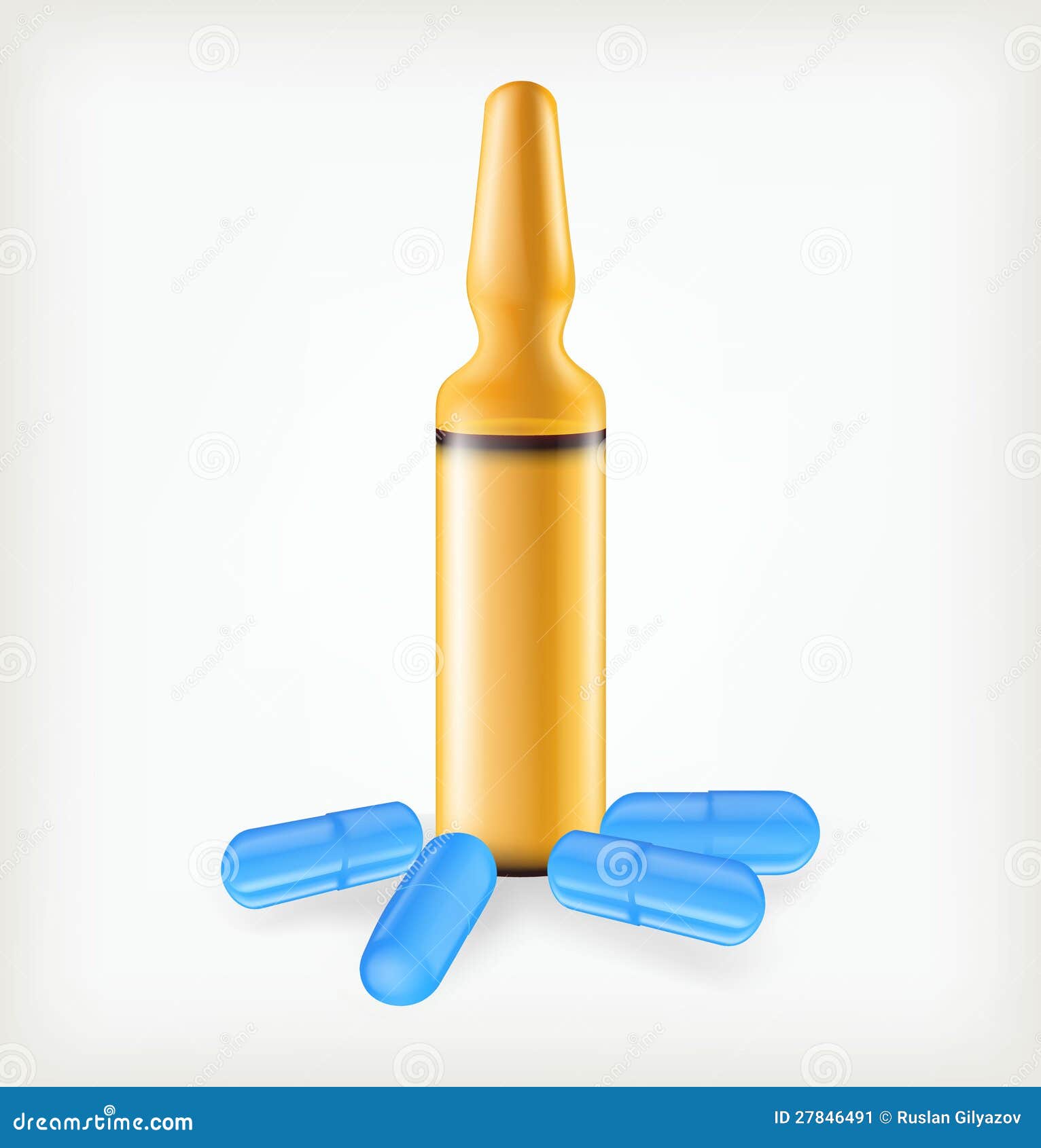 Ampoule and Pills Pharmacy. Stock Vector Illustration of glass