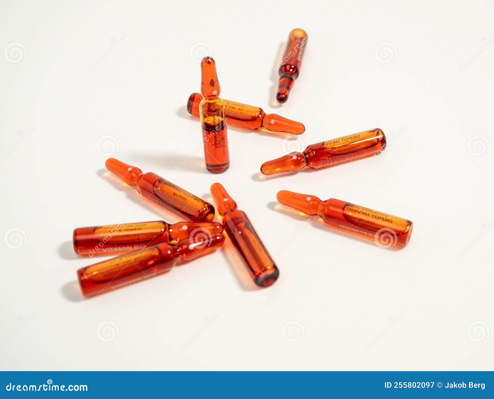 ampoules for vitamin b12 injections. injectable solution ampoules used to supplement vitamin b12.