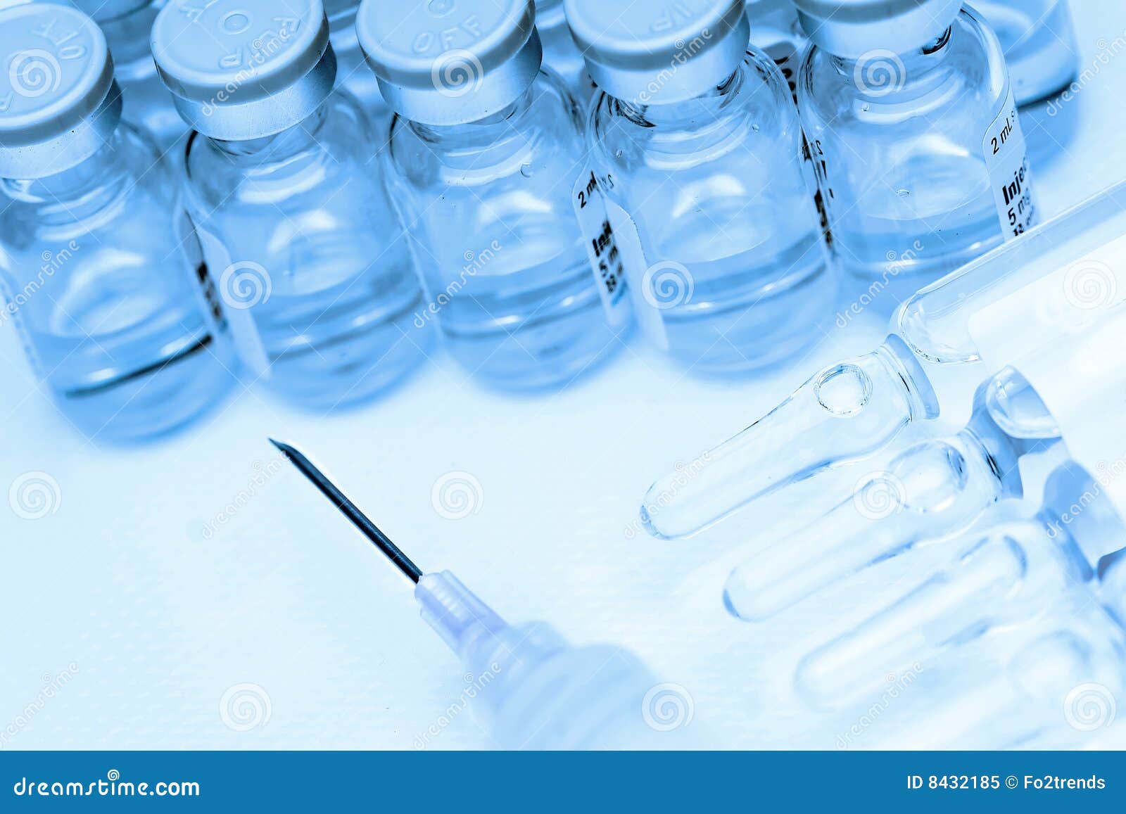 Ampules, vials and syringe stock image. Image of medication 8432185