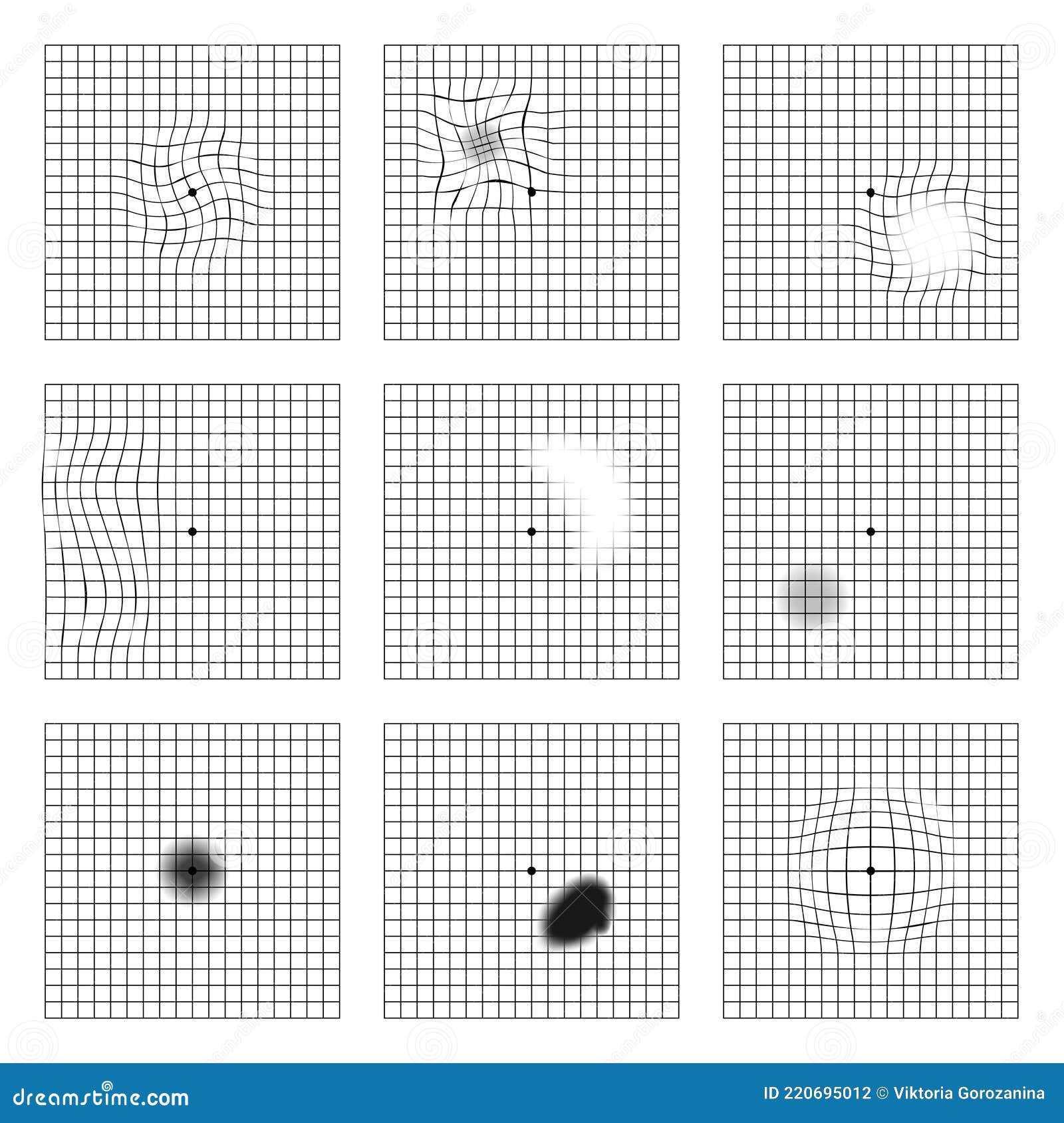 Amsler Eye Test Grid Oculist Vector Printable Chart Retina Examination Grid With Dot In Centre Vision Control Stock Vector Illustration Of Amsler Paper 220695012