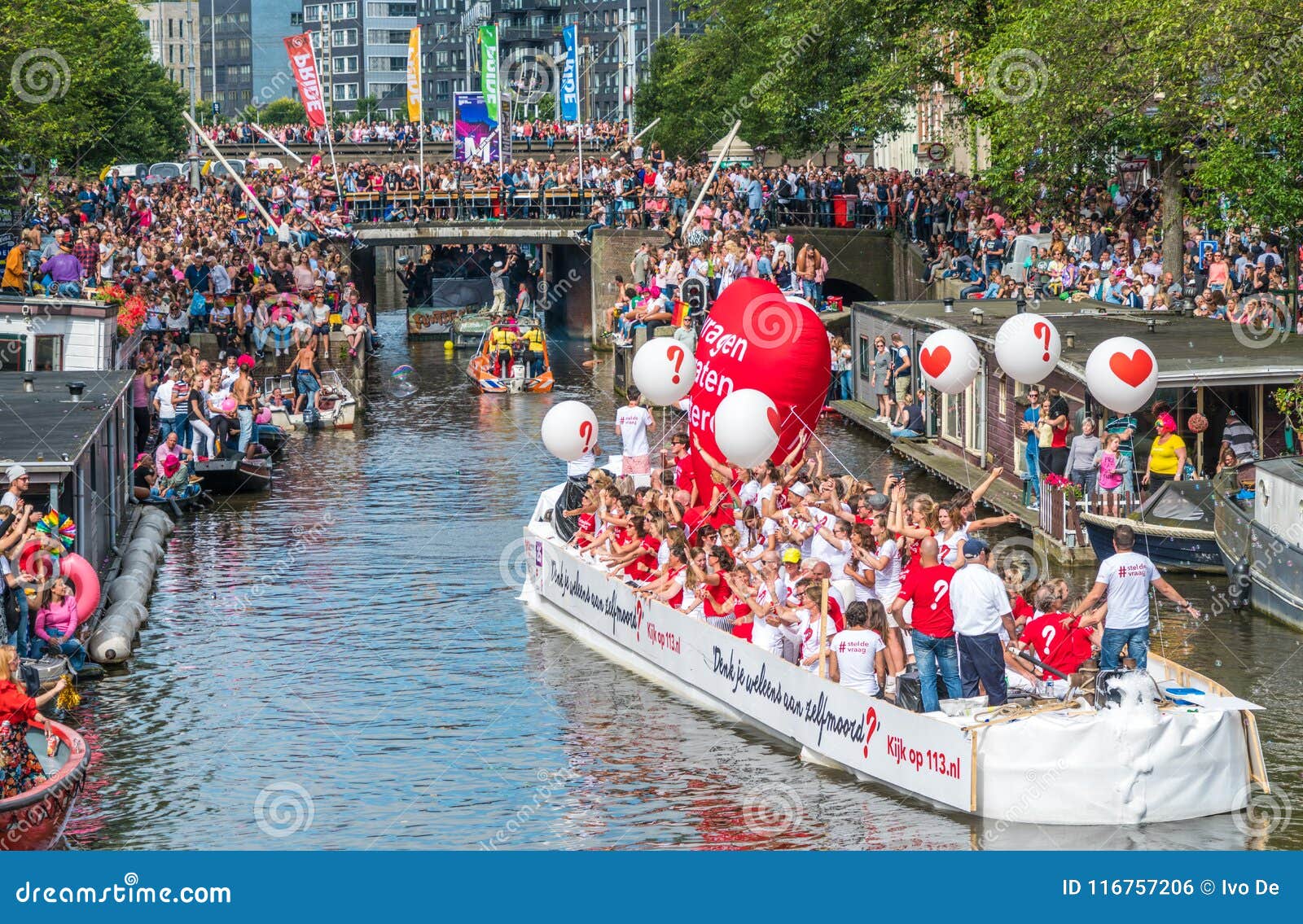 Amsterdam August 5 2017 Boats Of The 2017 Canal Parade Sailing Editorial Photo Image Of