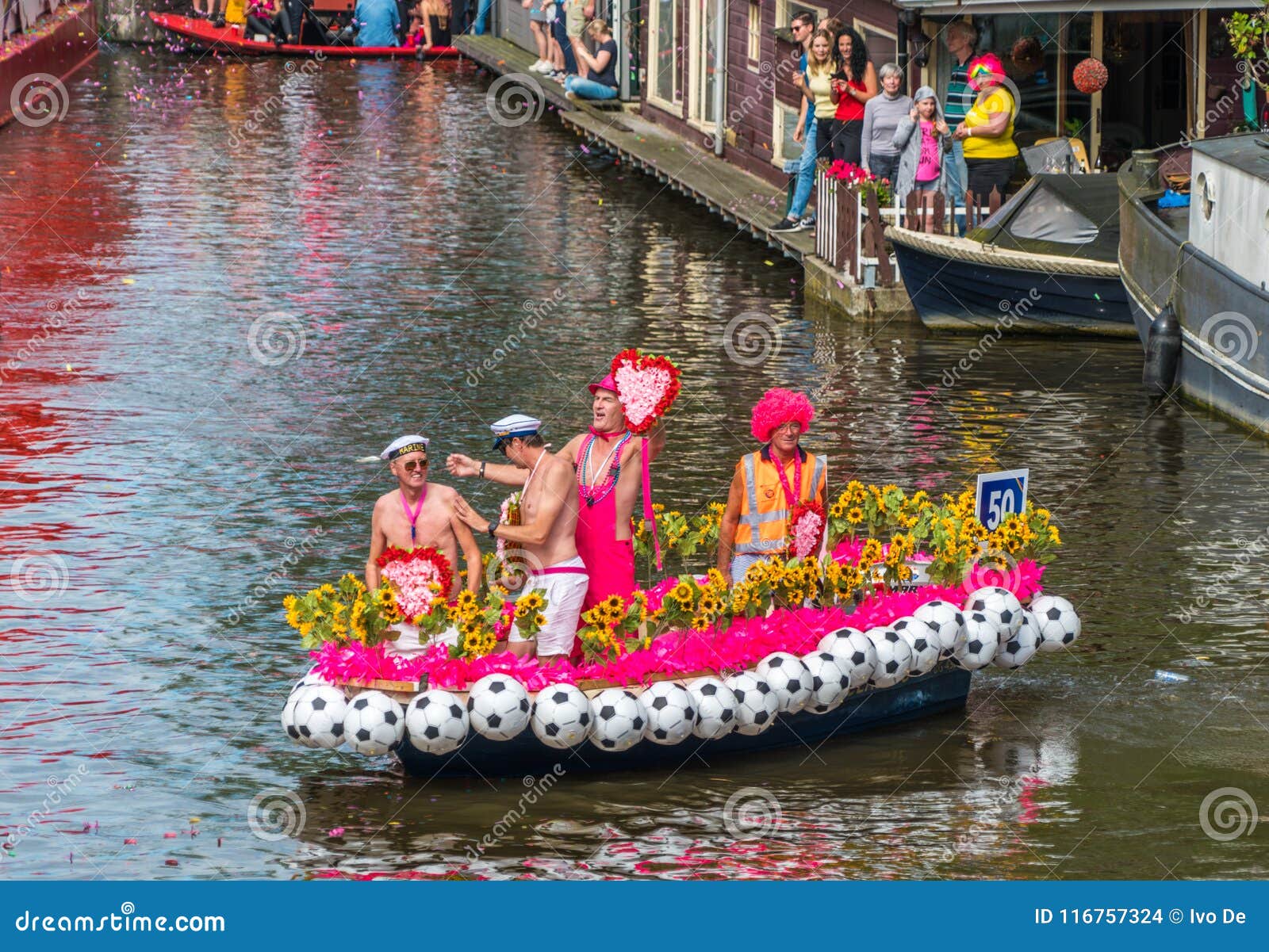 Amsterdam August 5 2017 Smallesr Boat Of The 2017 Canal Parade Editorial Stock Image Image