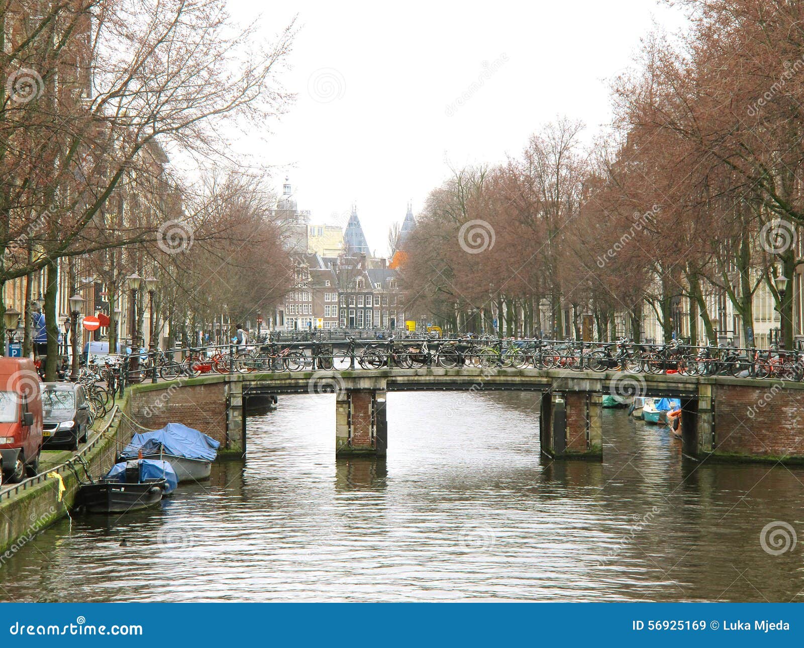 Amsterdam Bikes on Bridges on Water Canals 0819 Editorial Stock Image