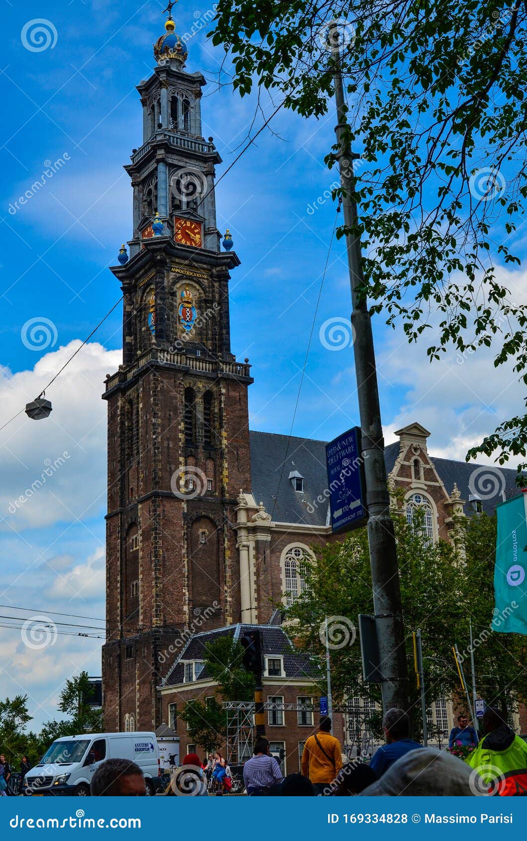 Amsterdam, Holanda, Agosto De 2019 El Campanario De La Iglesia Occidental,  En Holandés Foto de archivo editorial - Imagen de holandés, fachada:  169334828