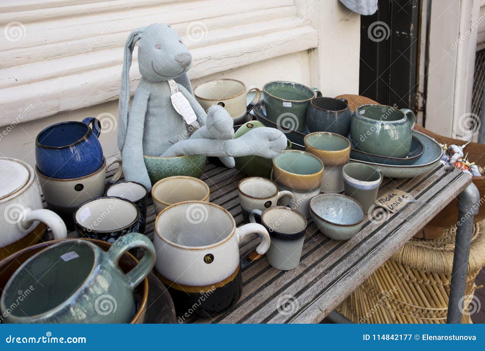Ceramic Tableware in the Shop Window Editorial Photography Image of