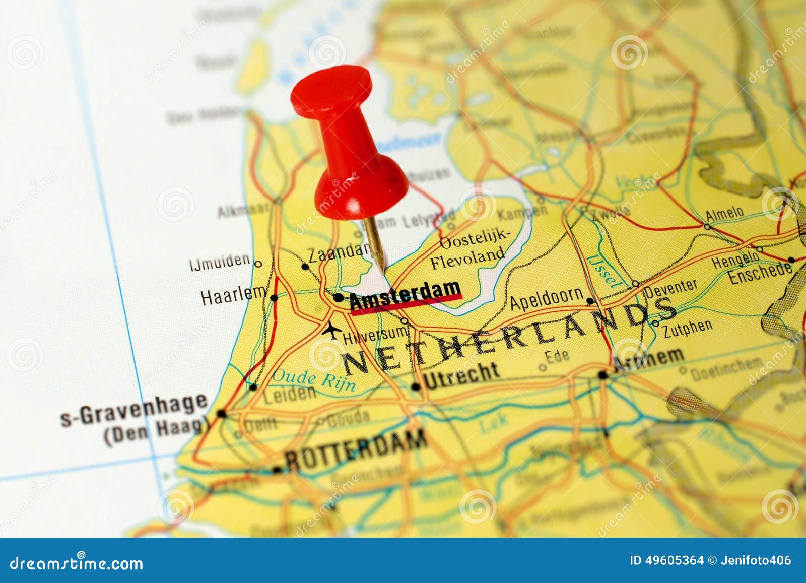 Amsterdam on a map stock photo. Image of mapping, tack 49605364