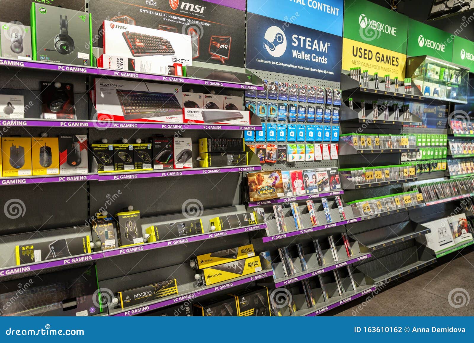 Amsterdam, Netherlands, 10/11/2019 Assortment of Video Games in the Store Editorial Photography