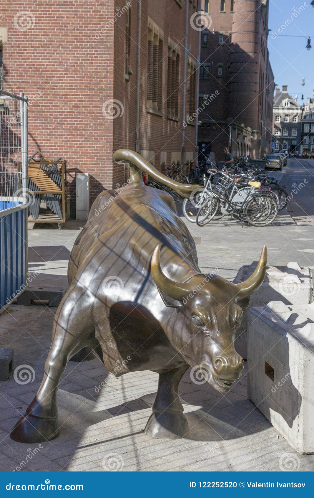 Sculpture by Arturo Di Modica `Attacking Bull` in the Center of ...