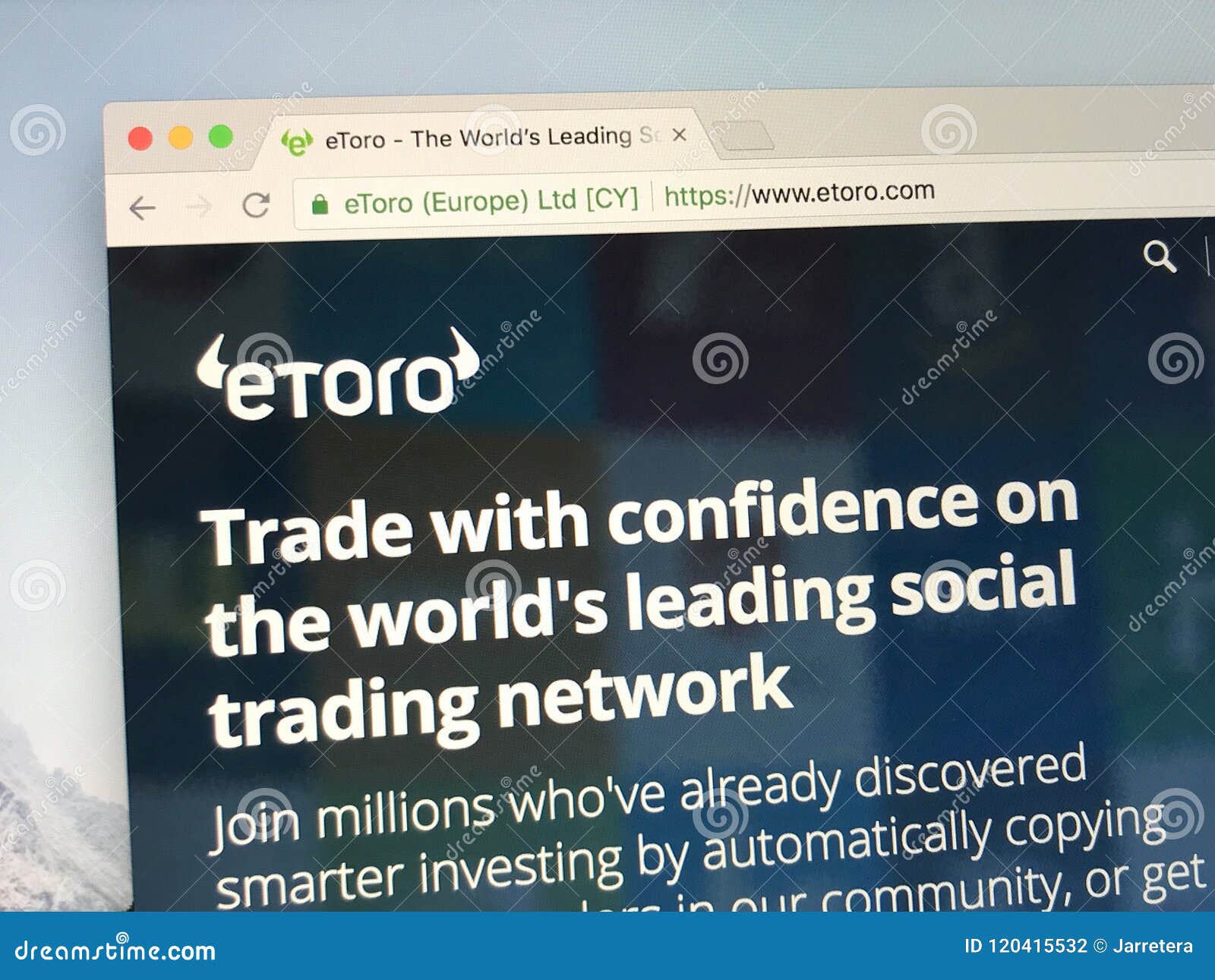Homepage of eToro editorial photography. Image of website ...