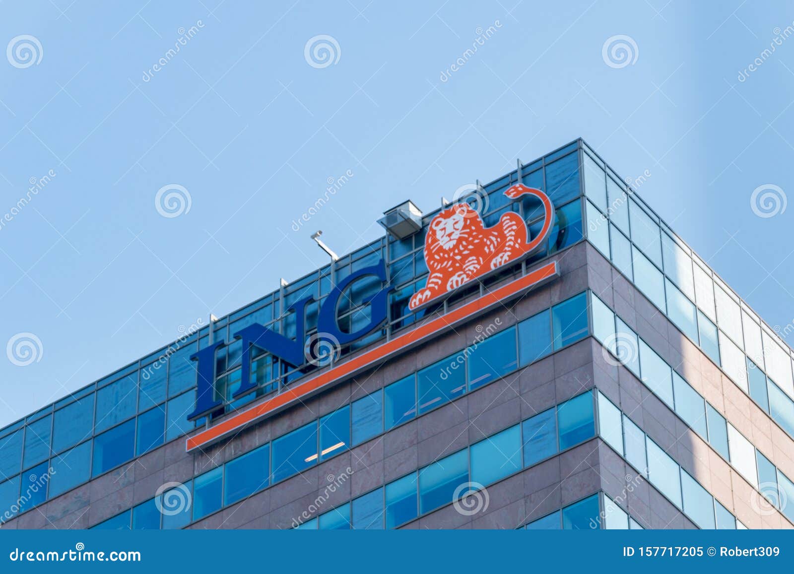 ING Bank Sign And Logo. ING Group Is A Dutch Multinational ...