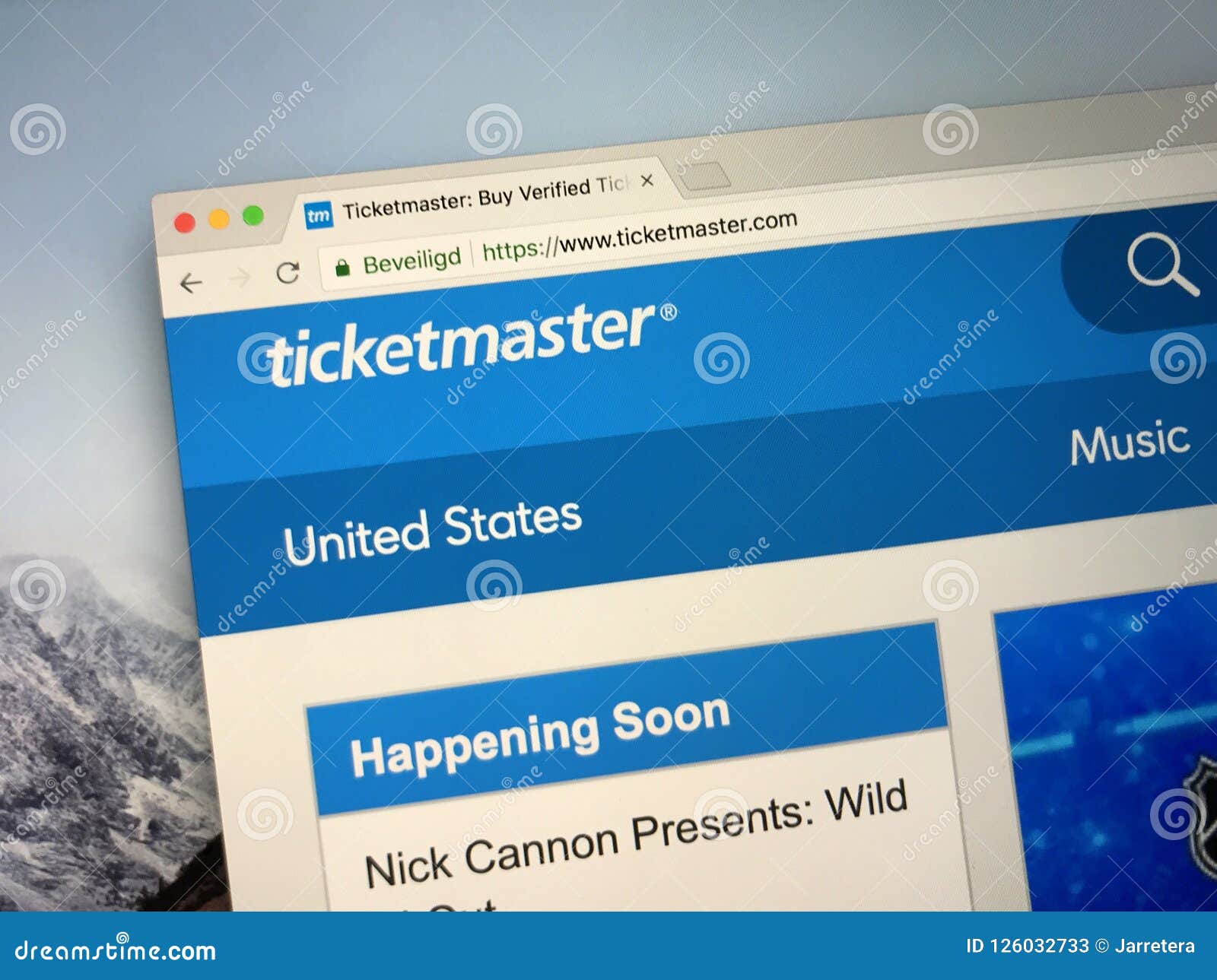 Homepage of Ticketmaster editorial stock photo. Image of screen 126032733