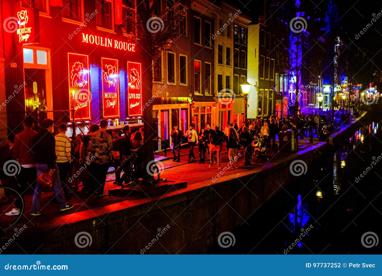 Amsterdam Light District Editorial Photography - Image night, 97737252