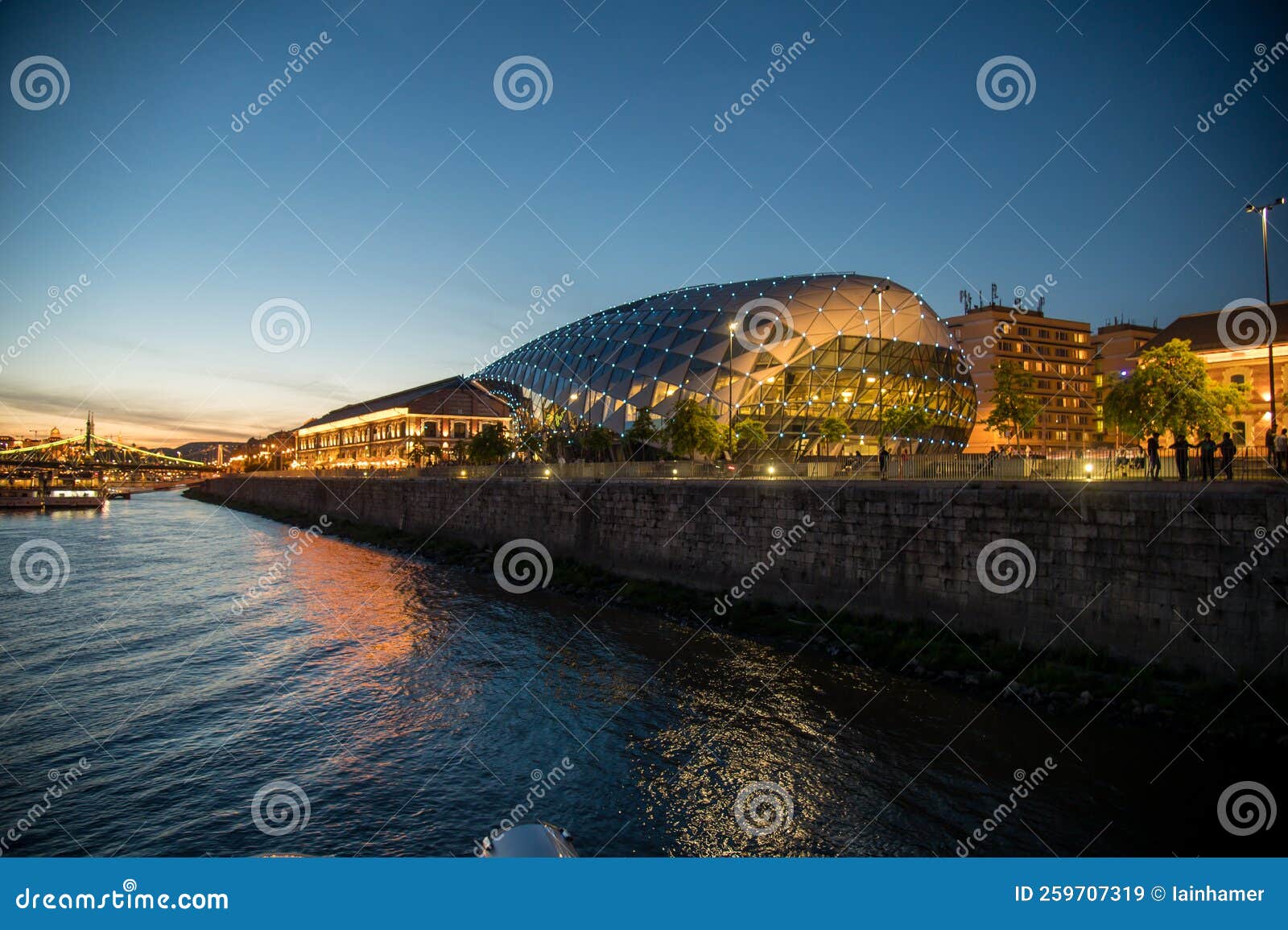 BÃ¡lna Whale Building Budapest Hungary at Night Editorial Stock Image