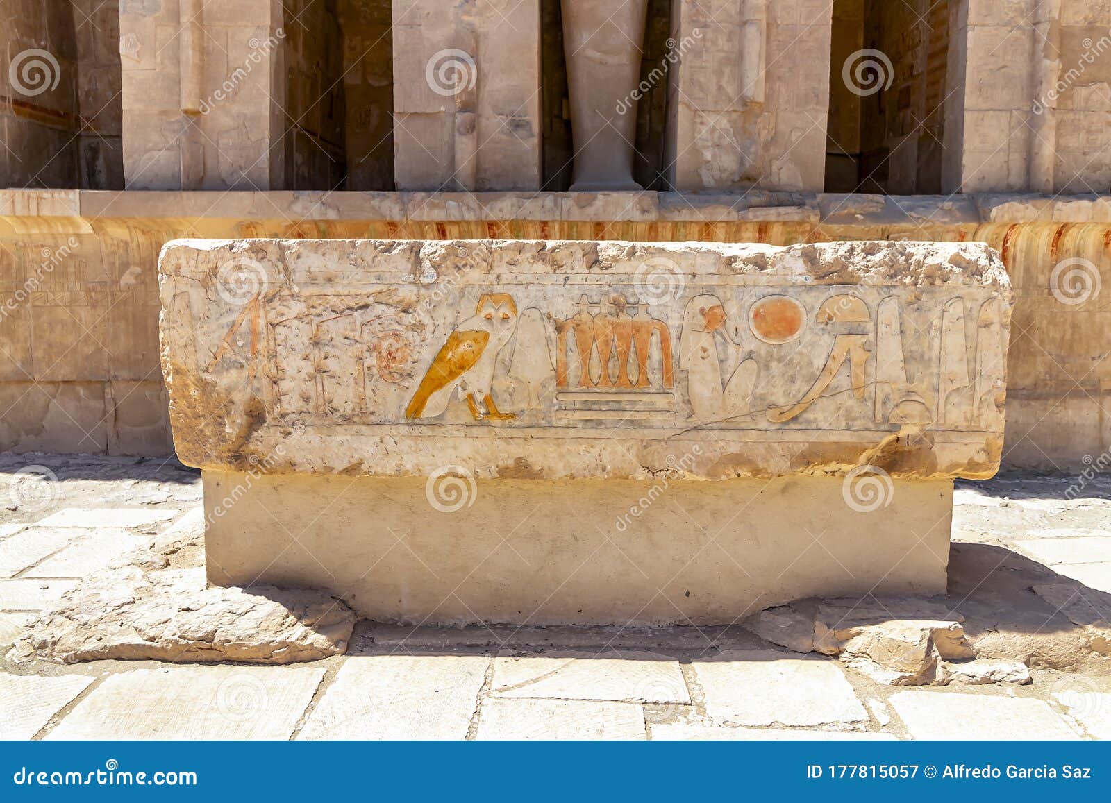 amun court in hatshepsut temple. the mortuary temple of hatshepsut, also known as the djeser-djeseru. built for the pharaoh