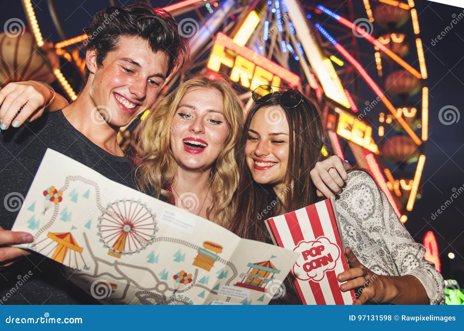 amusement park friends enjoyment lifestyle concept