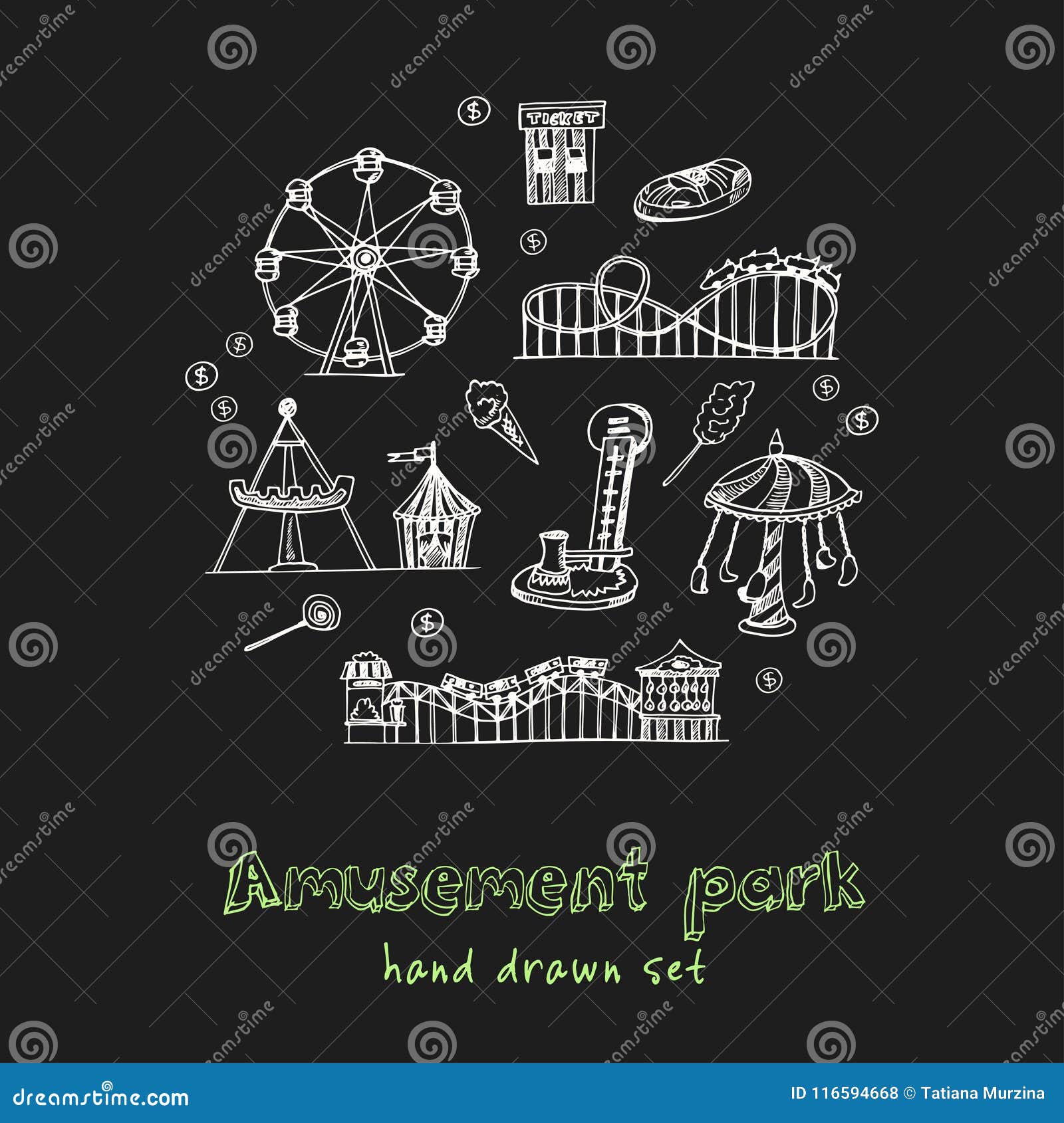 Amusement park landscape graphic color sketch illustration vector Stock  Vector  Adobe Stock