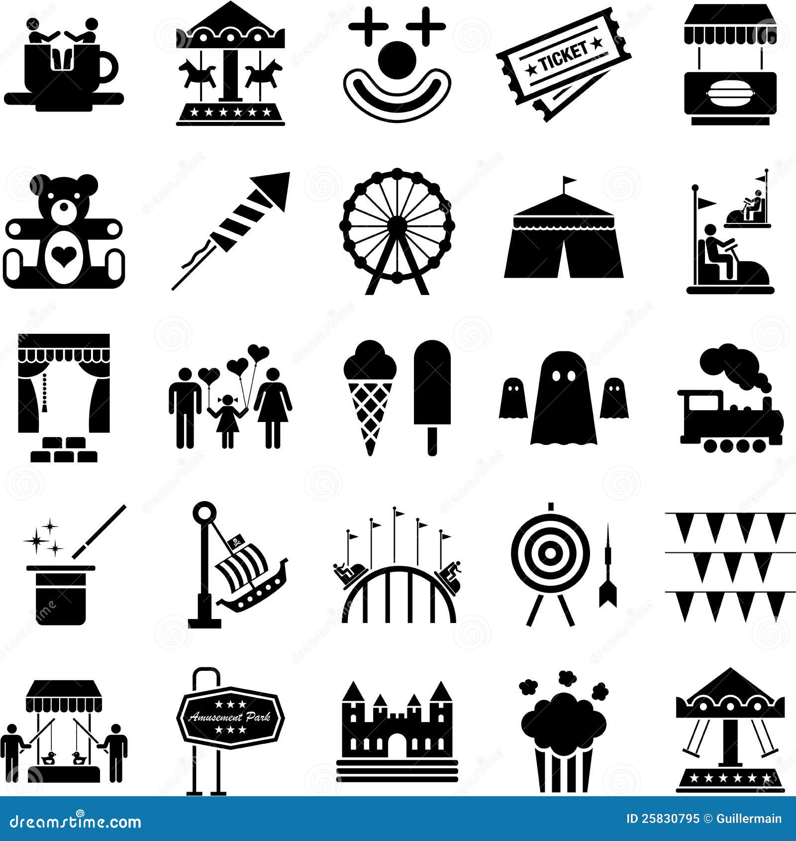 Amusement Park icons stock vector. Image of emotion, crash 