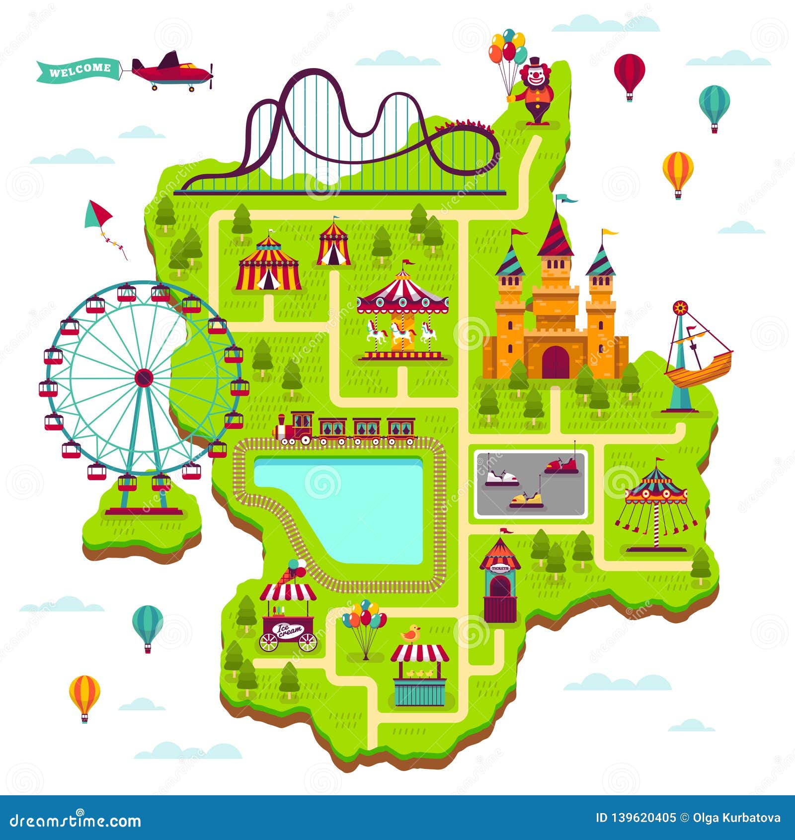 Amusement Park Map Coloring Page