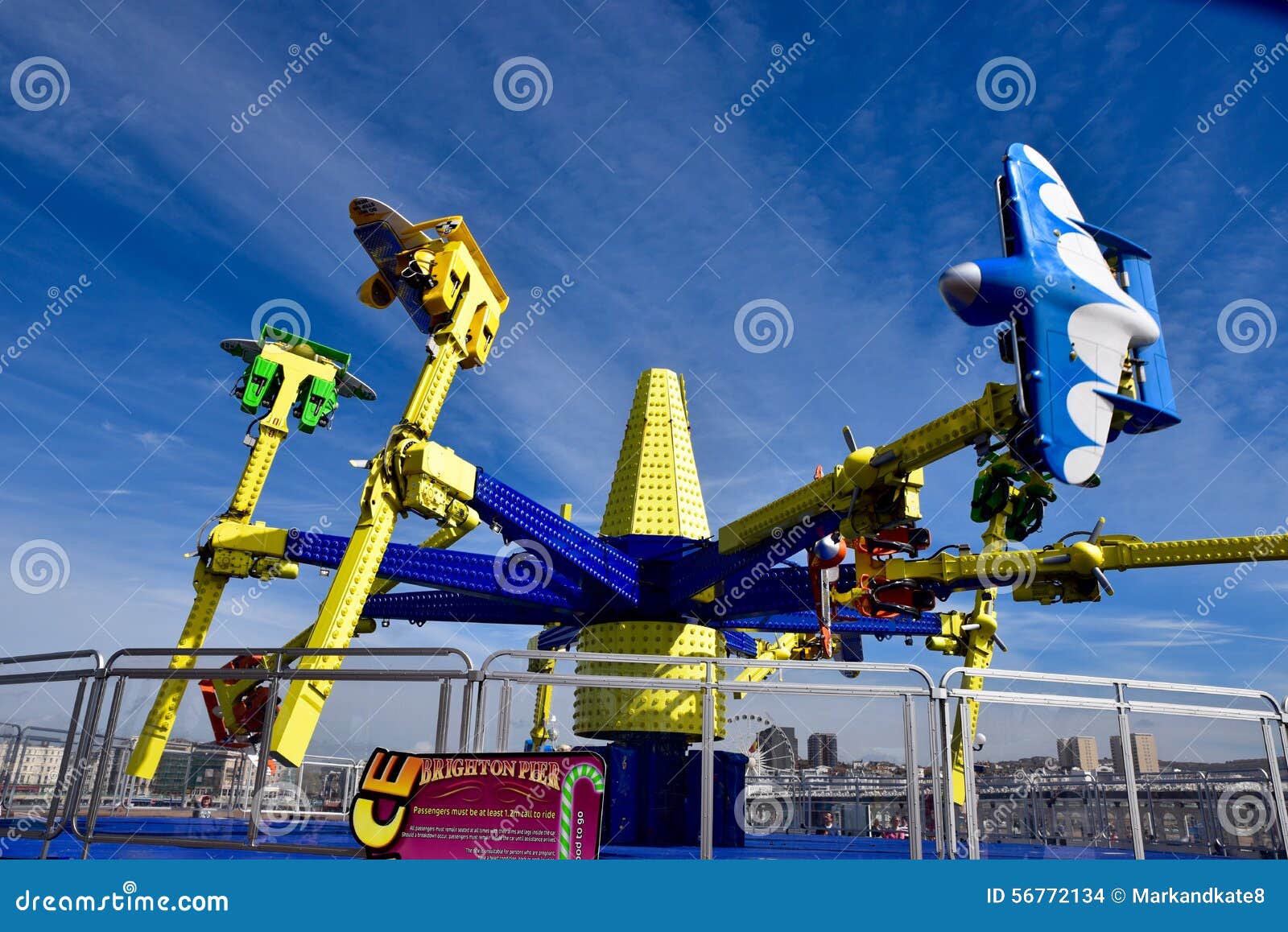 Amusement Park Ride On Brighton Beach Pier Stock Photo Image Of Vacation Blue 56772134