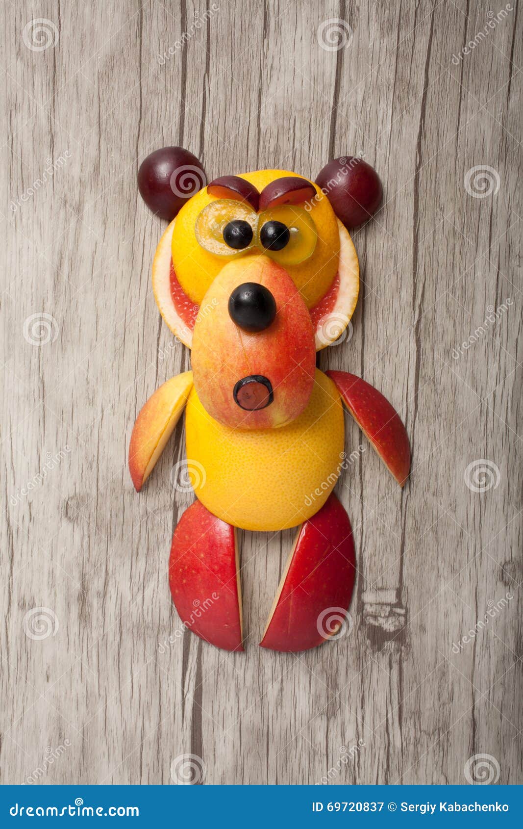 Amusing Bear Made of Fruits Stock Image Image of happy, wood 69720837
