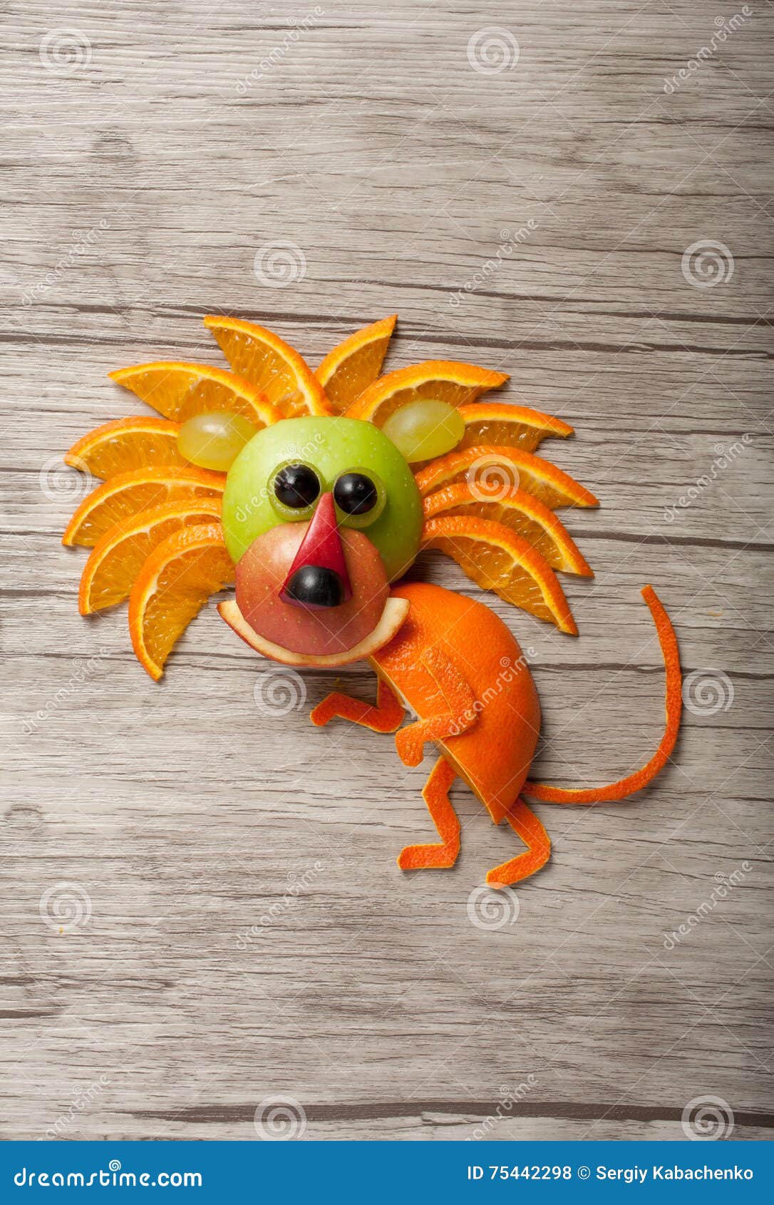 Amusing Lion Made of Fruits Stock Photo - Image of animal, healthy: 75442298
