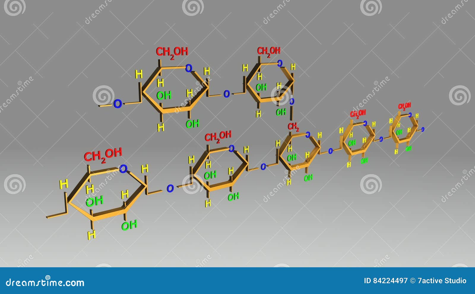 Amylopectin structure stock illustration. Illustration of chemistry -  84224497, image size:1600x990