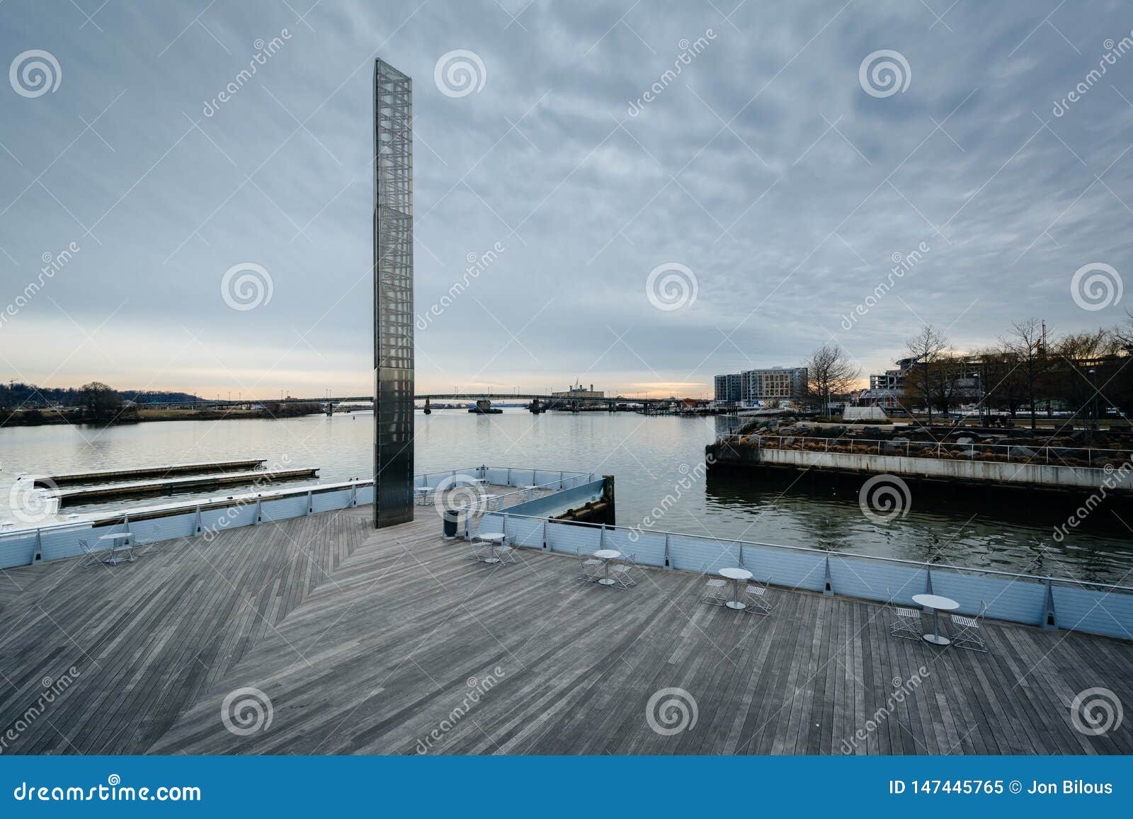 The Anacostia River, at the Yards Park, in Washington, DC Editorial