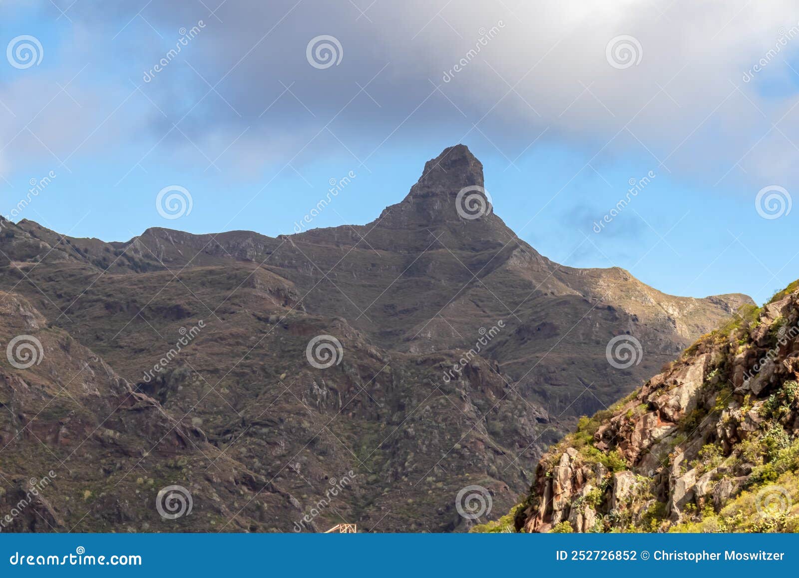 anaga - panoramic view on the mountain roque de taborno in anaga massif on tenerife, canary islands, spain