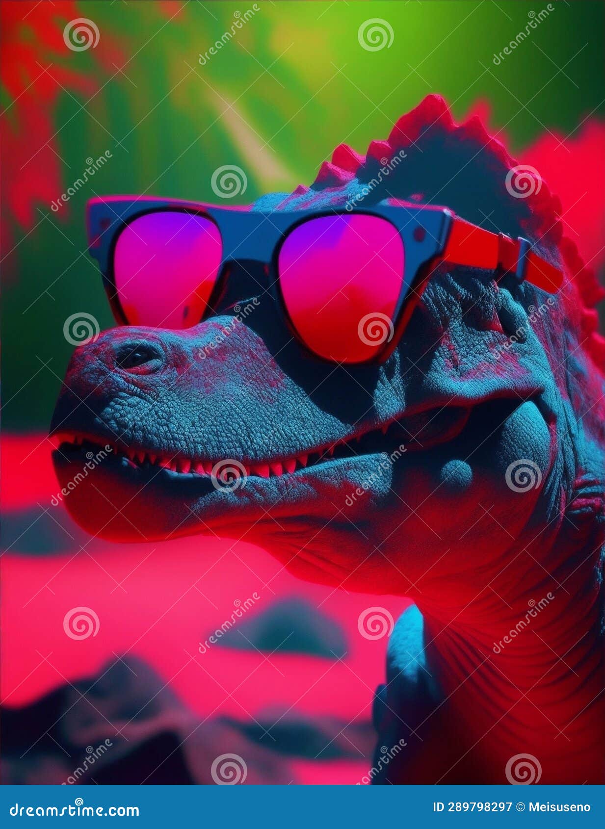 Anaglyph 3d Dinosaur Wearing Glasses Illustration Stock Illustration Illustration of