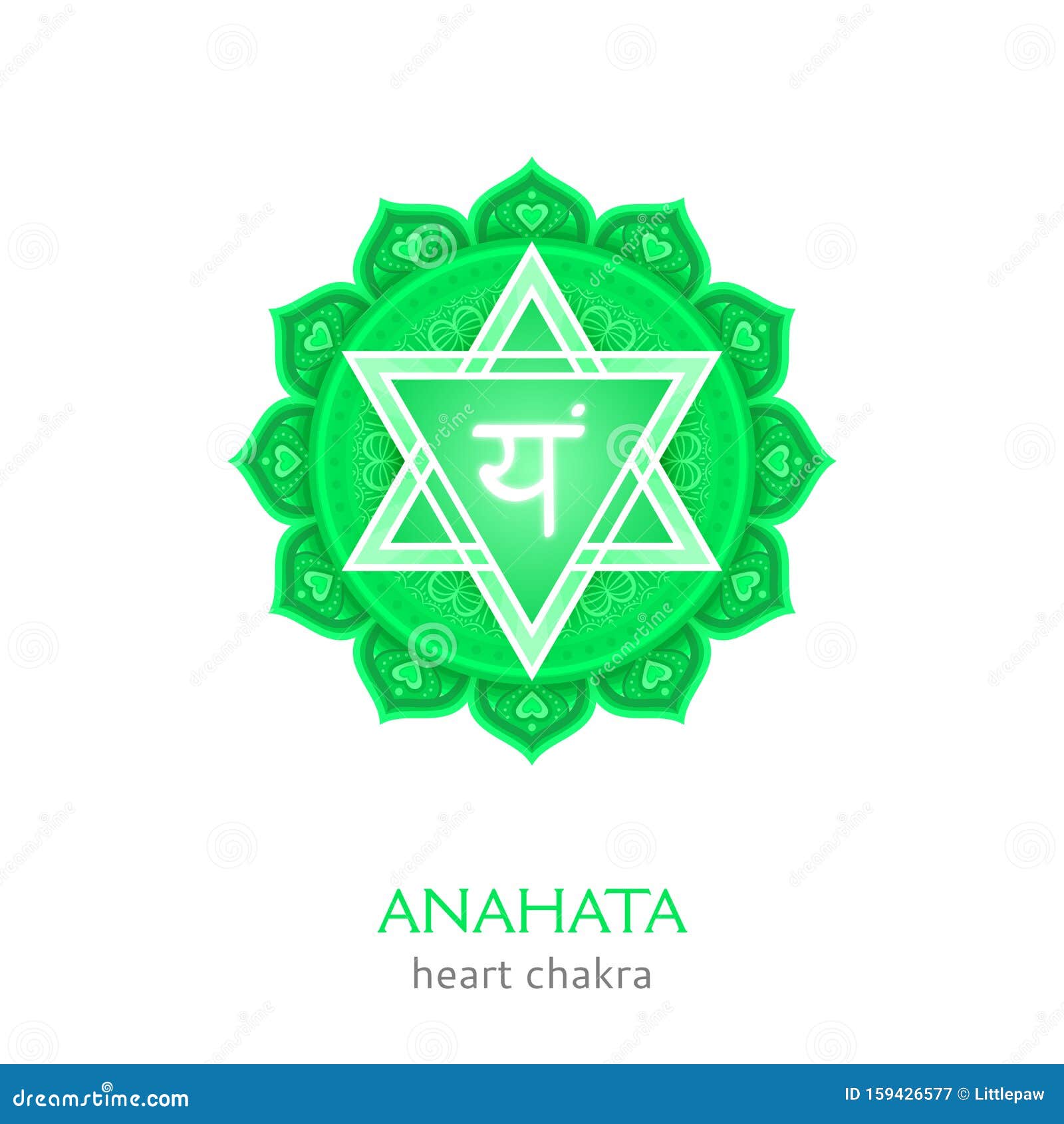 Anahata - Heart Chakra. The Symbol Of The Fourth Chakras. Illustration ...