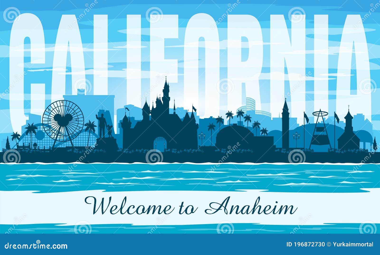 anaheim california city skyline  silhouette