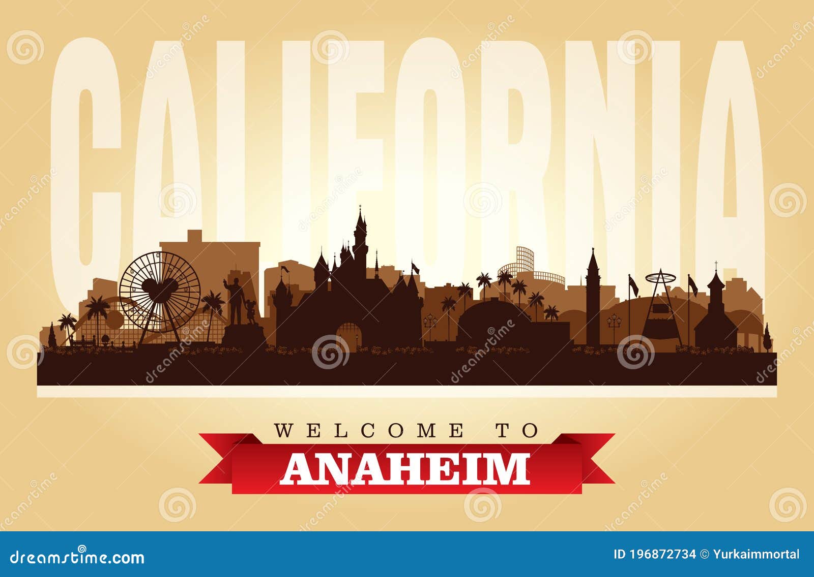 anaheim california city skyline  silhouette