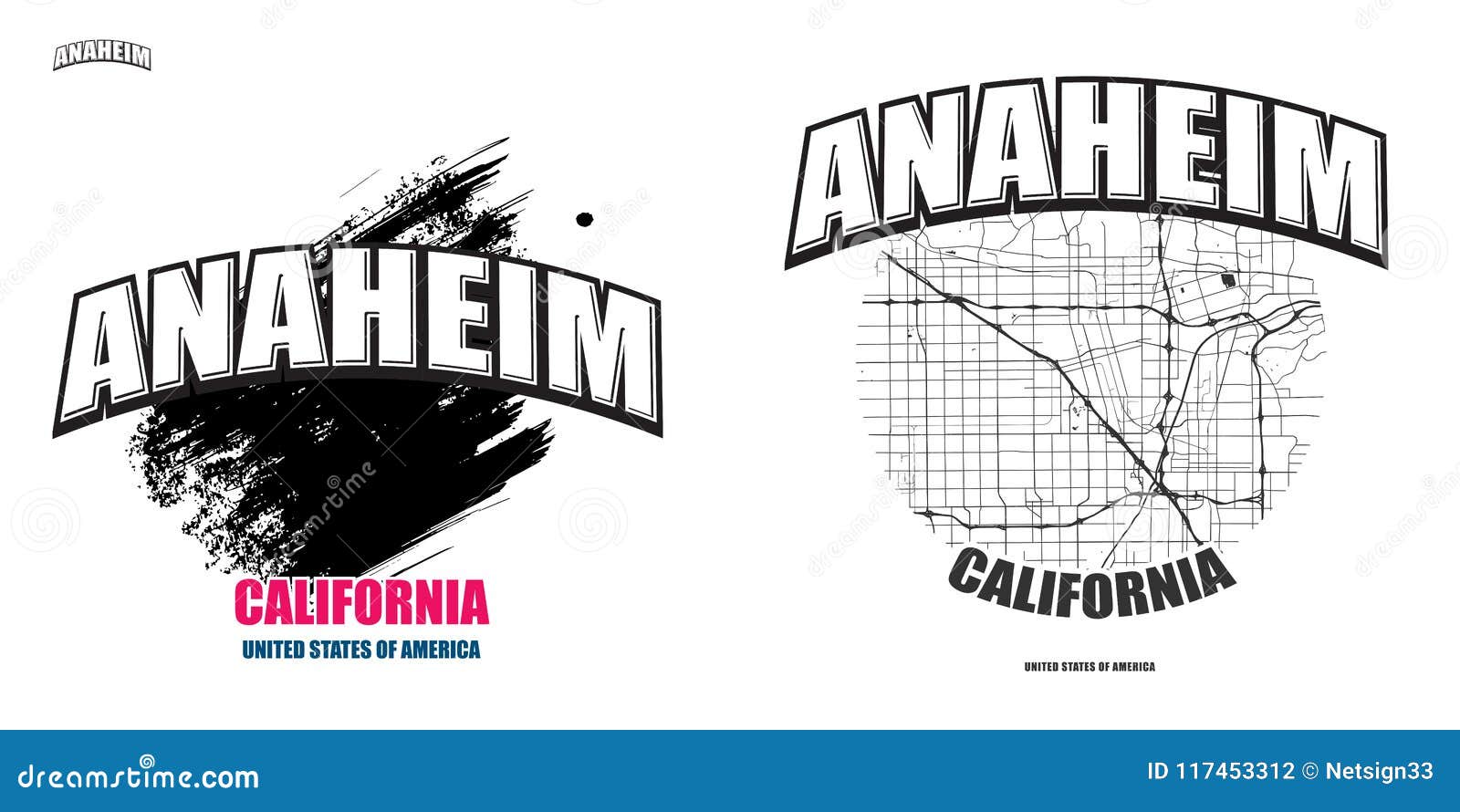 anaheim, california, two logo artworks