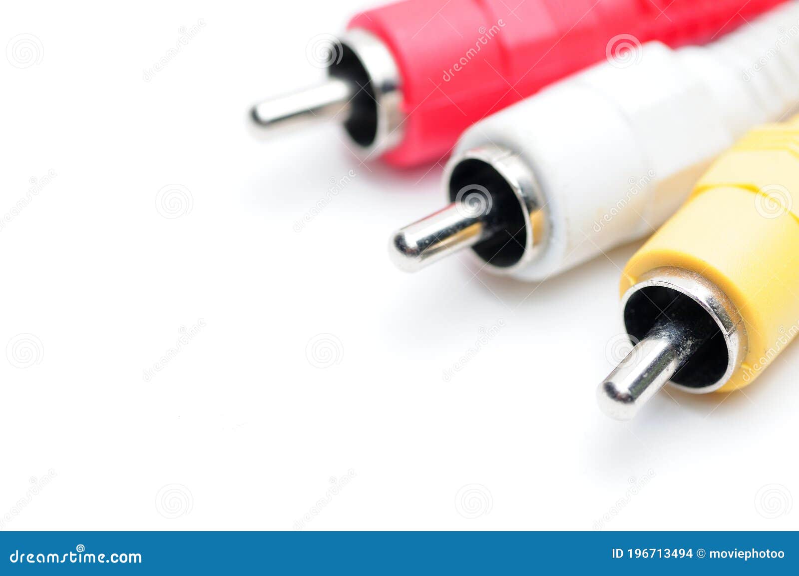 Analog Audio Video Cable of RCA Standard on White Background Stock